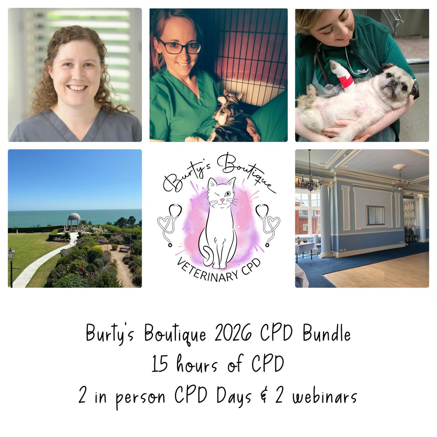 Completing all the required CPD can be tricky- so we decided to take the stress out of it, by supplying you with 1 ticket, supplying you with 15 hours of CPD ( the required annual hours for an RVN in the UK).
Join us in person in June in Eastbourne for a Day at the Sea learning to love your multi parameter, and again in November where we gather at a lovely hotel in Felbridge to discuss CPR, Medicine, Fluid Therapy, QI and more.
We will also email you a webinar link to watch the following sessions from the comfort of your own home, and at your own pace:
Interpreting the blood panel- with speaker Sophie McMurrough
From blocked to better- treating the blocked cat- with speaker Chloe Fay
Tickets available on our website now.