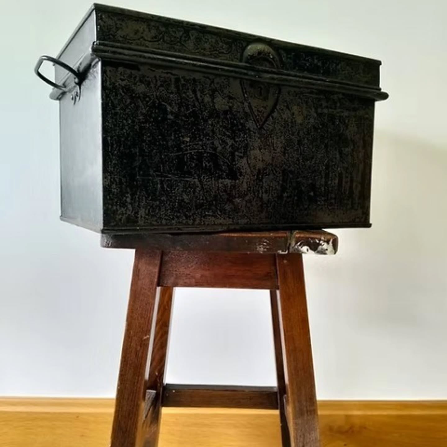 Vintage early 20th century Industrial Black Metal Deed / Storage Box lovely aged | https://share.google/JZO0n7JnMLzV84IGH #stufftoyouandme