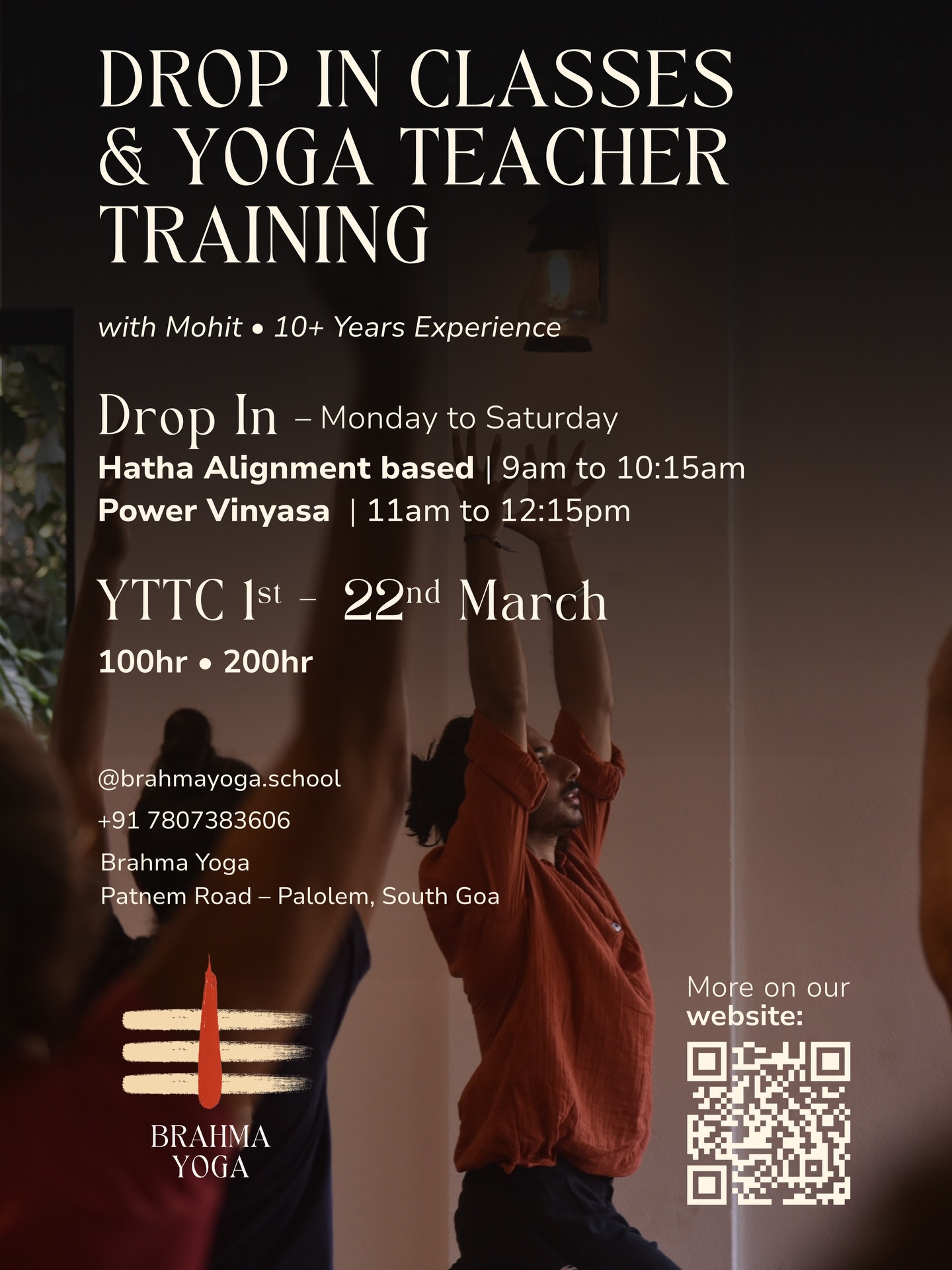 The doors are open. The mats are ready. 🤍
Whether you’re just beginning your journey or deepening your practice, we welcome you to step into the space with us at Brahma Yoga.
Join our daily Drop-In Classes:
✨ Hatha (Alignment Based) – 9:00–10:15am
✨ Power Vinyasa – 11:00–12:15pm
Monday to Saturday
And for those feeling called to go deeper…
Our 100hr & 200hr Yoga Teacher Training begins 1st–22nd March.
This is more than a class.
It’s community, discipline, growth, and transformation.
Come practice. Come learn. Come home to yourself.
<Our shala is fully air conditioner>
📍 Patnem Road, Palolem – South Goa
DM us to reserve your spot 🙏🏼✨