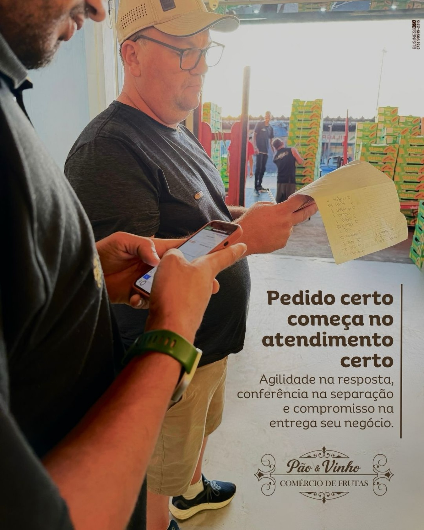 Aqui no Pão & Vinho, atendimento não é “só responder” é entender o que você precisa, confirmar o padrão do produto e organizar o pedido com cuidado do início ao fim. ✅
Do primeiro contato à expedição, a gente trabalha com atenção aos detalhes para você ter mais segurança na compra, menos retrabalho e mais confiança no recebimento.
Quer fazer seu pedido ou tirar dúvidas sobre disponibilidade e volumes?
Fale com a gente no WhatsApp.
📍 Ceasa Curitiba – Pavilhão D, Box 248 e 249
📲 (41) 99143-6215
#PaoEVinho #Frutas #AgenciaBusiness360