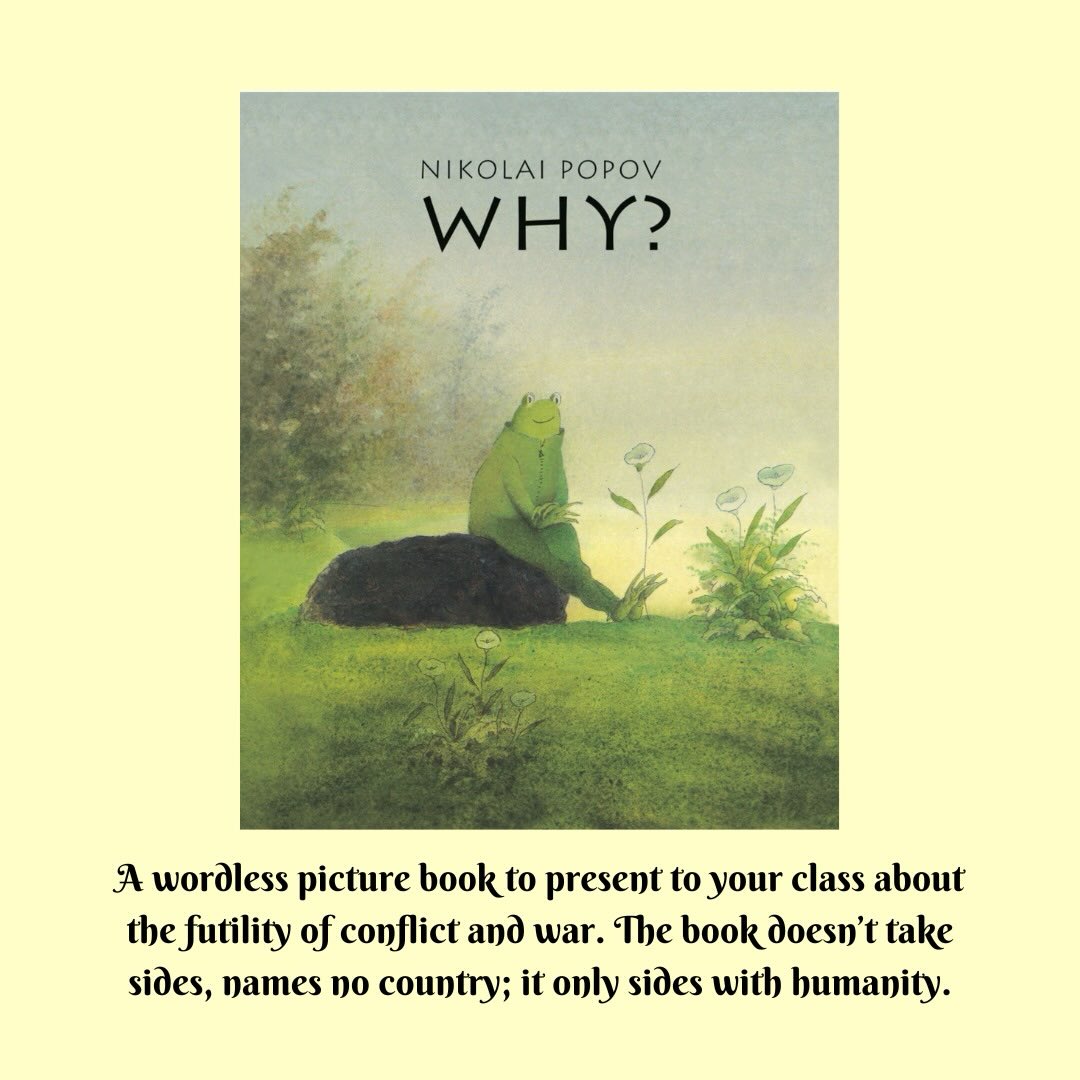 When there is conflict in the world, a teacher cannot ignore news headlines, for students in the class will ask. Conflicts are never black and white. And in the present context, which book would you choose to pick up and read aloud? Each side is entitled to its own truth, whether or not that aligns with your version of the truth.
So here’s a perfect picture book, and being wordless, it doesn’t take sides, but only recounts the truth of humanity. It provides an anthropomorphic representation of the futility of war.
Frog is enjoying a flower in a tranquil garden when, all of a sudden, an umbrella-wielding mouse appears and attacks frog. The frog community retaliates and in return, the mice fight back. Soon the situation transforms into a full-scale war, the landscape becomes scarred, nobody wins, and the “why” behind the bloodshed remains unanswered. On the last page, we see the mouse with the wilted flower and the frog with the broken umbrella sitting miserably in a war-ravaged terrain.
#mitrasuggests #readlikeawolfeats #wordless #picturebook #conflict