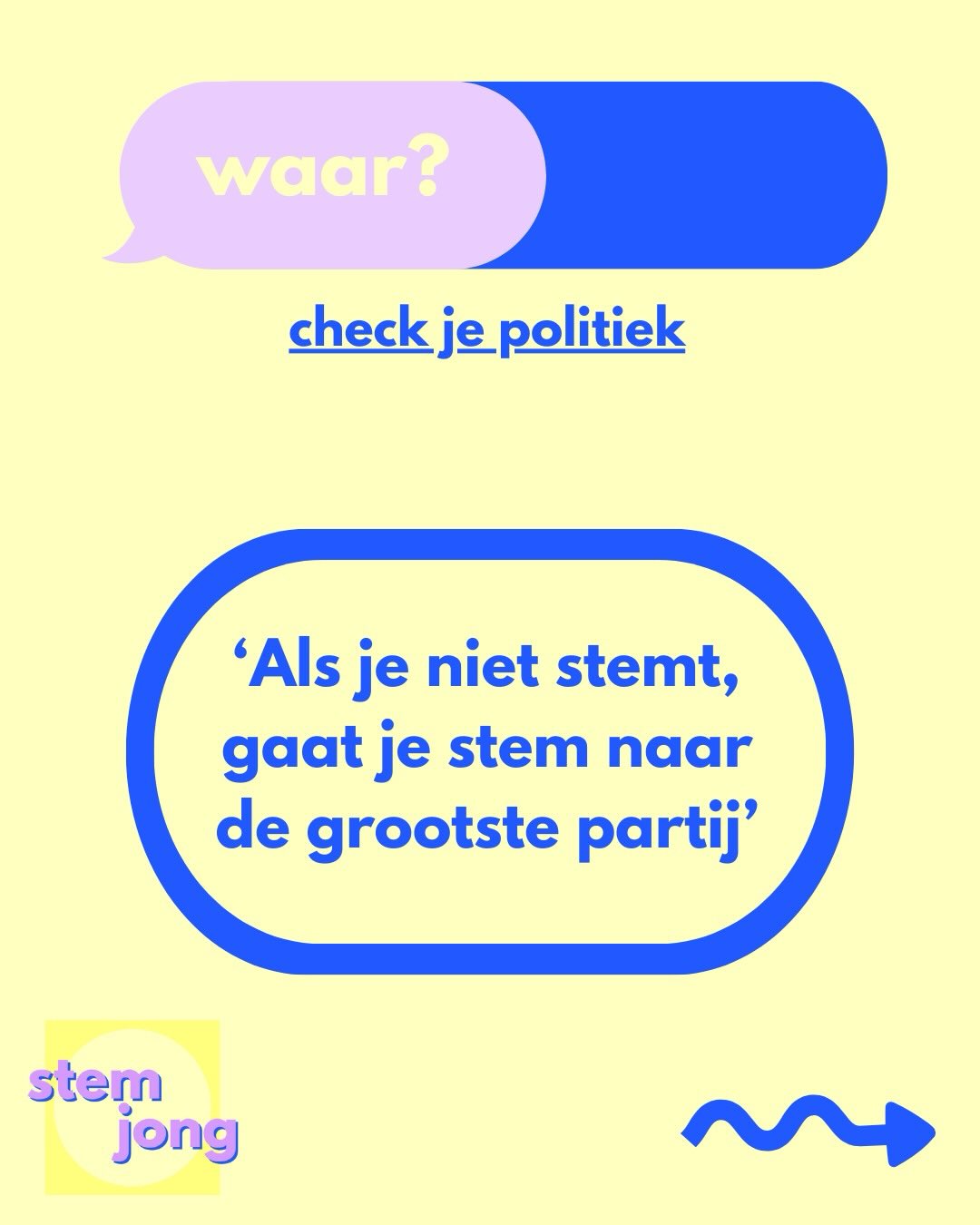 Waar of niet? Check je politiek. π
Het is bijna tijd voor de gemeenteraadsverkiezingen. Niet stemmen betekent dat anderen voor jou beslissen. Laat van je horen en stem!
In check je politiek delen we elke week een stelling waarmee we je scherp houden op alles politiek. βοΈ
π Blijf ons volgen en check elke week je politiek met ons.
πͺπΊ co-funded by the European Union
#stemjong #voteyoung #allesispolitiek #gemeenteraadsverkiezingen #jouwstemtelt