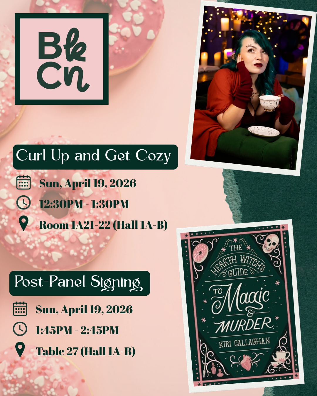 I can finally talk about it! I will be at the convention both days, supporting fellow creators and authors so you might see me wandering about, but if you want to make sure you'll see me, you'll find me at these two places on Sunday!
Feel a wee bit like a trickster fae that I'm somehow on a panel next to powerhouses: @authorbkborison , @jpennerauthor, @kimberlylemming @megs.tea.room & @sarahbethdurst.
I hope to see you there!
#bookcon #author #fantasy #cozymurder #sapphicbooks
