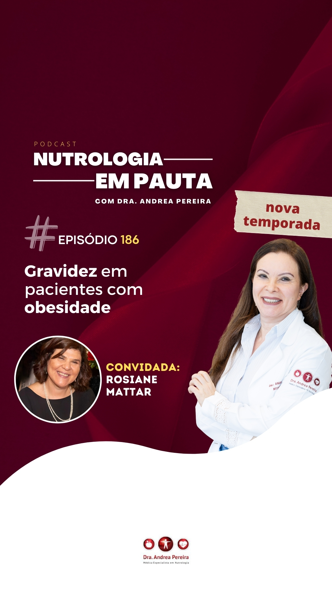 Gravidez em pacientes com obesidade ainda é um tema cercado por dúvidas, inseguranças e muita desinformação. Quais são os riscos reais? Como conduzir esse período com mais segurança? O que muda no acompanhamento ao longo da gestação?
No episódio de hoje do Nutrologia em Pauta, conversamos sobre os cuidados, desafios e estratégias no acompanhamento da gestante com obesidade.
Para essa conversa, recebemos Rosiane Mattar, Professora Titular do Departamento de Obstetrícia da Universidade Federal de São Paulo, Presidente da Comissão Nacional de Gestação de Alto Risco da FEBRASGO e Diretora Científica da SOGESP.
Um episódio para esclarecer o que muda na prática clínica e ampliar o cuidado com mães e bebês.
Ouça agora o episídio completo no YouTube (Dra Andrea Pereira Nutrologia) ou no Spotify (Nutrologia em Pauta).