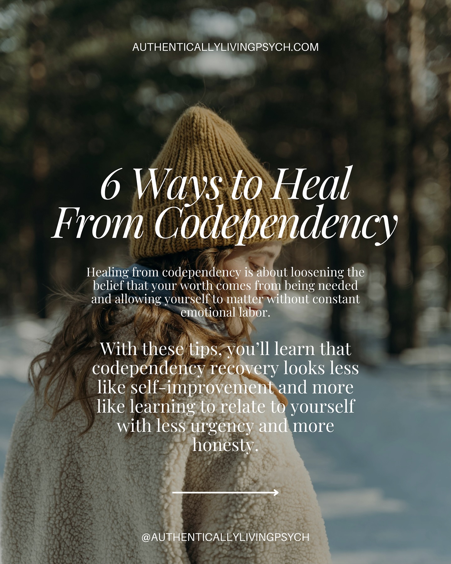 For many people, being needed becomes the answer. Not the most relaxing answer, but a reliable one—which gets at why traditional approaches to codependency recovery can start to feel frustrating. When the focus is on stopping or correcting patterns, it misses the deeper truth: these ways of relating didn’t appear out of nowhere. They developed because, at some point, they made sense.
Through this lens, healing from codependency isn’t about becoming less caring or emotionally invested (despite what your inner critic may be pitching). It’s about gently questioning the belief that your worth hinges on usefulness and learning to exist as yourself even when you’re not holding everything together.
This isn’t a list of things to do better or differently in your relationships. Think of these as invitations to look at codependency from a slightly new angle—one that makes room for complexity, contradiction, and the fact that you’re a human trying to belong, not a problem to solve.
#AuthenticallyLivingPsychology
———
#psychologists #mentalhealthmatters #trauma #traumahealing
*Instagram posts are not a substitute for therapy/mental health services or a continuation of care. These posts and activities are for informational purposes only. If you participate in any activities, it is your choice to do so and the practice is not held liable for any risk associated with these activities. You engage in the activities at your own risk. Liking, commenting tagging or sharing can limit confidentiality.