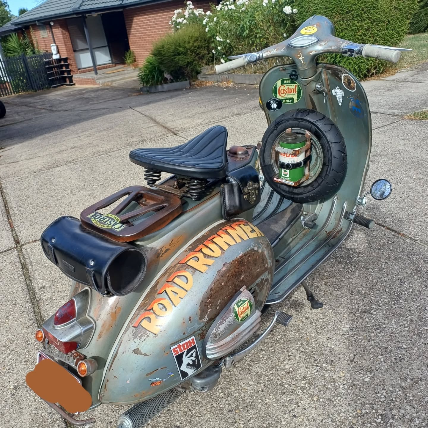 Vespa Resurrection by GN Classics
Having fun on my first day back in the shed after the health brake - handling the "Roadrunner"
1959 Vespa VBA Rat-Custom
The client has taken this GNC Resurrection so much further with detailed custom alternations.
A joyful co-lab, that created a unique Vespa 🙂