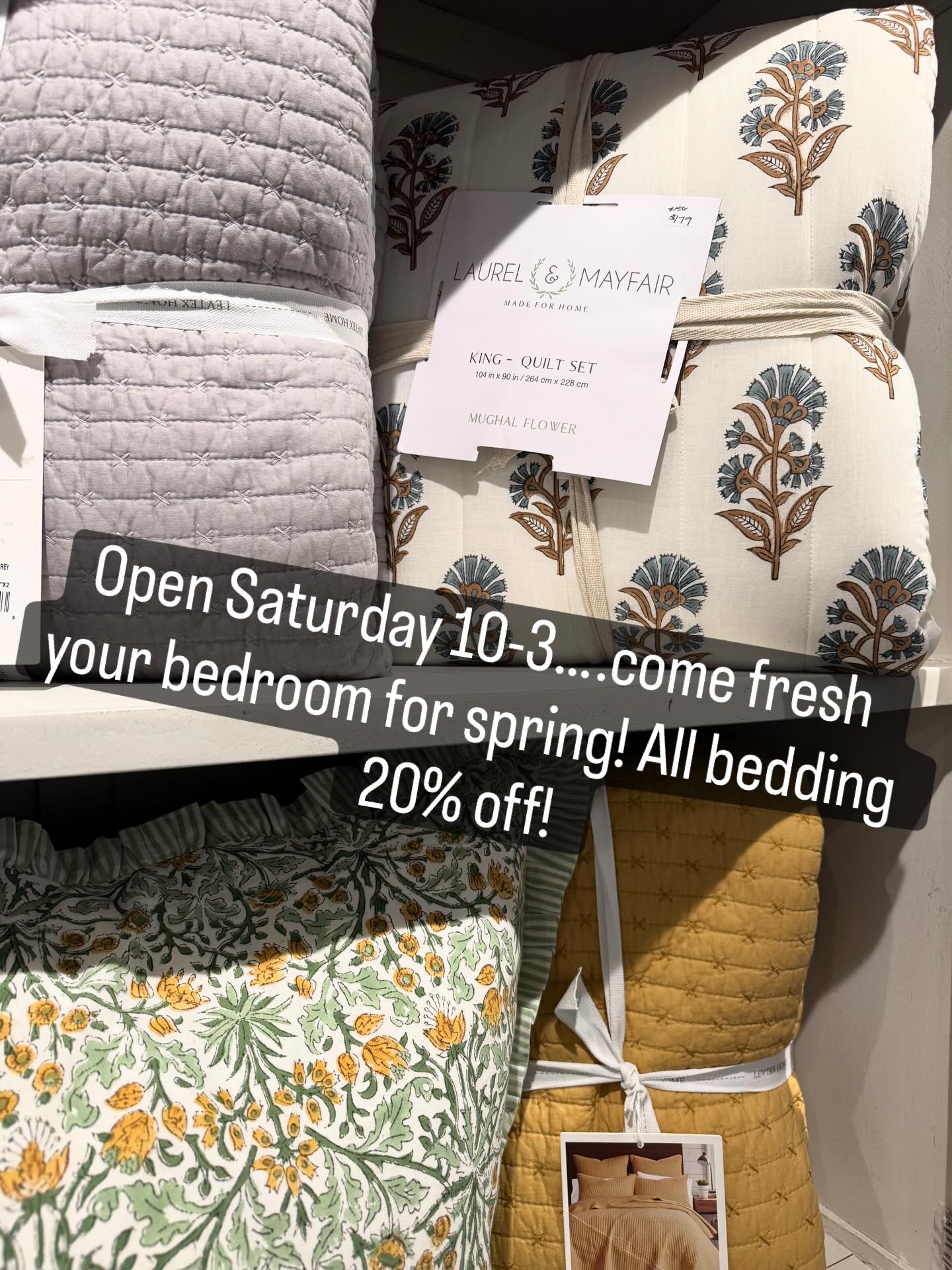 Freshen up your bedroom for the Spring season 🌿🌷
All bedding is 20% off this Saturday only!
Layers, linens, quilts, and all the finishing touches that make your bed feel like a dream.
We’re open Saturday 10–3pm — come in and create your perfect retreat.
#AbigailHaydenInteriors #lakemichiganeverymorning #HomeRefresh #LayeredLiving #beachhousebliss