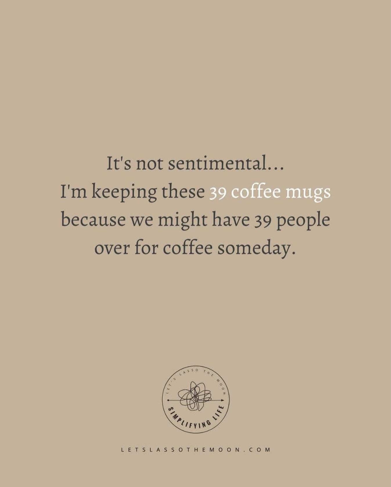 Totally guilty of this! I recently purged my coffee mugs and I was shocked at how many of them I never used. Pick one cabinet and give it a real look. If you don’t actually need it, give it away. Make space for peace. #declutteryourhome #declutteryourmind