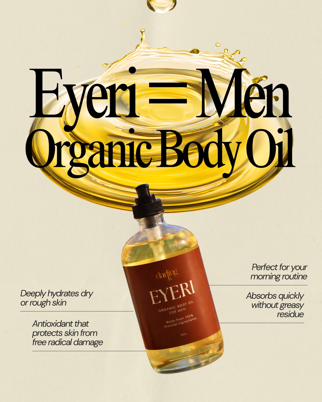 Power Meets Care💪🏾
Soft skin, sharp confidence. Eyeri Body Oil isn’t just skincare—it’s self-care made effortless for men on the move. ✨
Now available in two sizes: 8oz & 16oz
Shop now 🛒