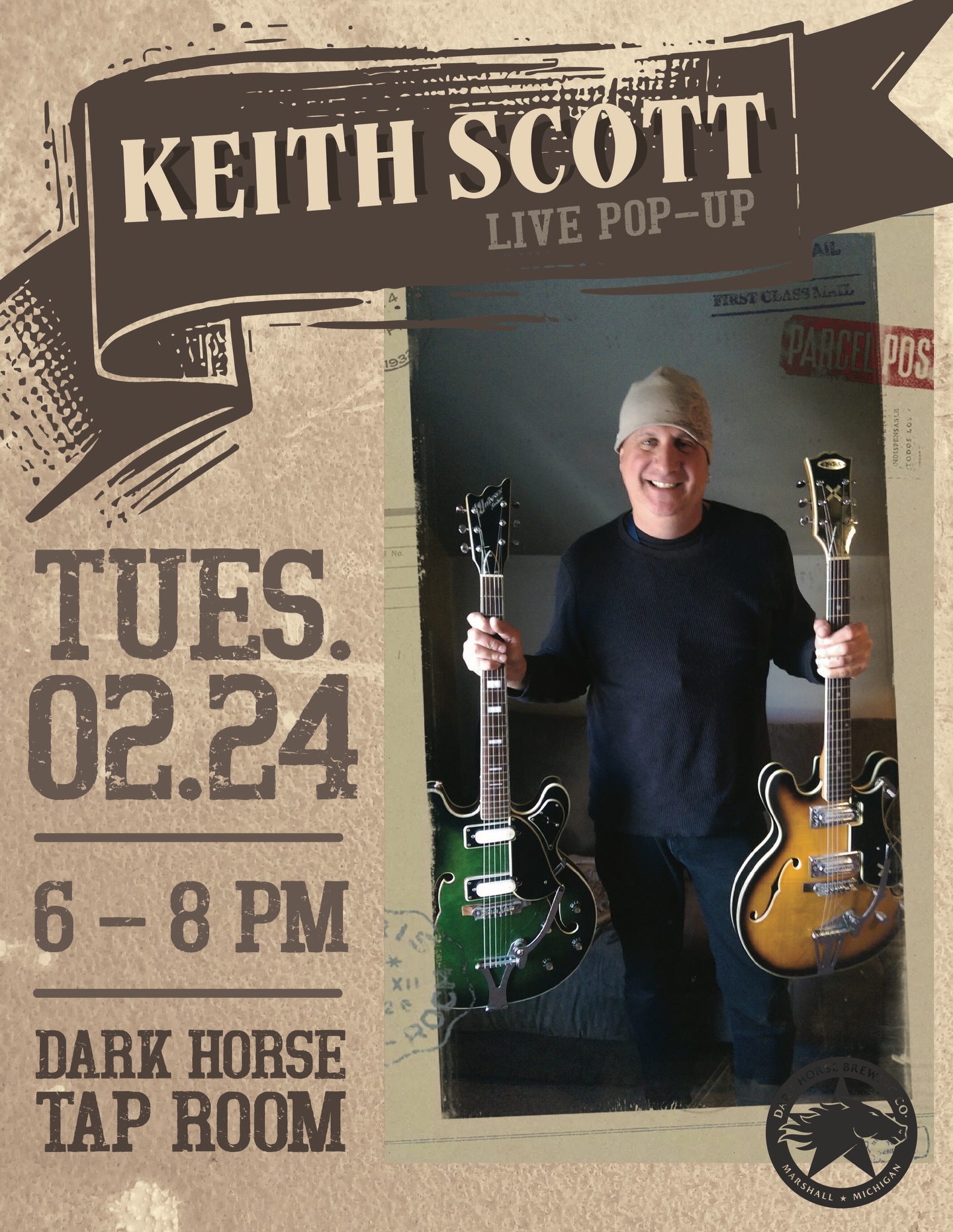Live music is on tap this week 🎶🍺
Join us tomorrow, Tuesday 2/24 from 6–8PM in The Taproom for a pop-up live performance by Keith Scott.
Grab a drink, find a seat, and let the music carry you through the evening.
#DarkHorseCommons #DrinkLocal #MarshallMI