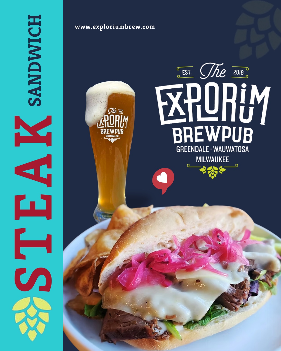 🥪 Our slow-roasted steak sandwich stacks tender beef with garlic aioli, melted Gruyere, pickled red onion, and crisp greens on a toasted baguette for a seriously satisfying bite. Grab this fan-favorite at The Explorium Brewpub when you're in the mood for a hearty sandwich that hits every craving.
Drop in today, order the steak sandwich, and see what a proper pub lunch tastes like.
🌐 Click the link in the bio.
#exploriumbrew #exploretastediscover #supportlocal #visitmke #milwaukee #craftbeer #whiskeybar