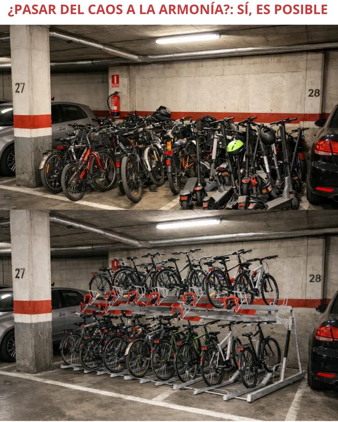 Antes vs Depois
A importância de uma solução adequada.
Na primeira imagem mostra uma situação comum: bicicletas e trotinetes estacionadas de forma desorganizada, a ocupar espaço e a transmitir uma imagem pouco cuidada.
Na segunda imagem, com o sistema Velopa Compato instalado, o espaço transforma-se completamente: organizado, funcional e visualmente apelativo.
Investir em estacionamentos adequados para bicicletas e trotinetes não é apenas uma questão estética. É uma decisão estratégica que:
Melhora a organização do espaço;
Aumenta a segurança dos utilizadores;
Valoriza a imagem da empresa ou instituição;
Incentiva a mobilidade sustentável;
Na Biciway, ajudamos empresas, escolas, condomínios e espaços públicos a implementar soluções que fazem realmente a diferença no dia a dia.
Pequenas melhorias na infraestrutura geram um grande impacto na experiência das pessoas e na valorização do espaço.
Se a sua organização pretende promover mobilidade sustentável de forma estruturada e profissional, fale connosco.
#mobilidadesustentavel #infraestrutura #bicicletas #trotinetes #Organização #sustentábilidade