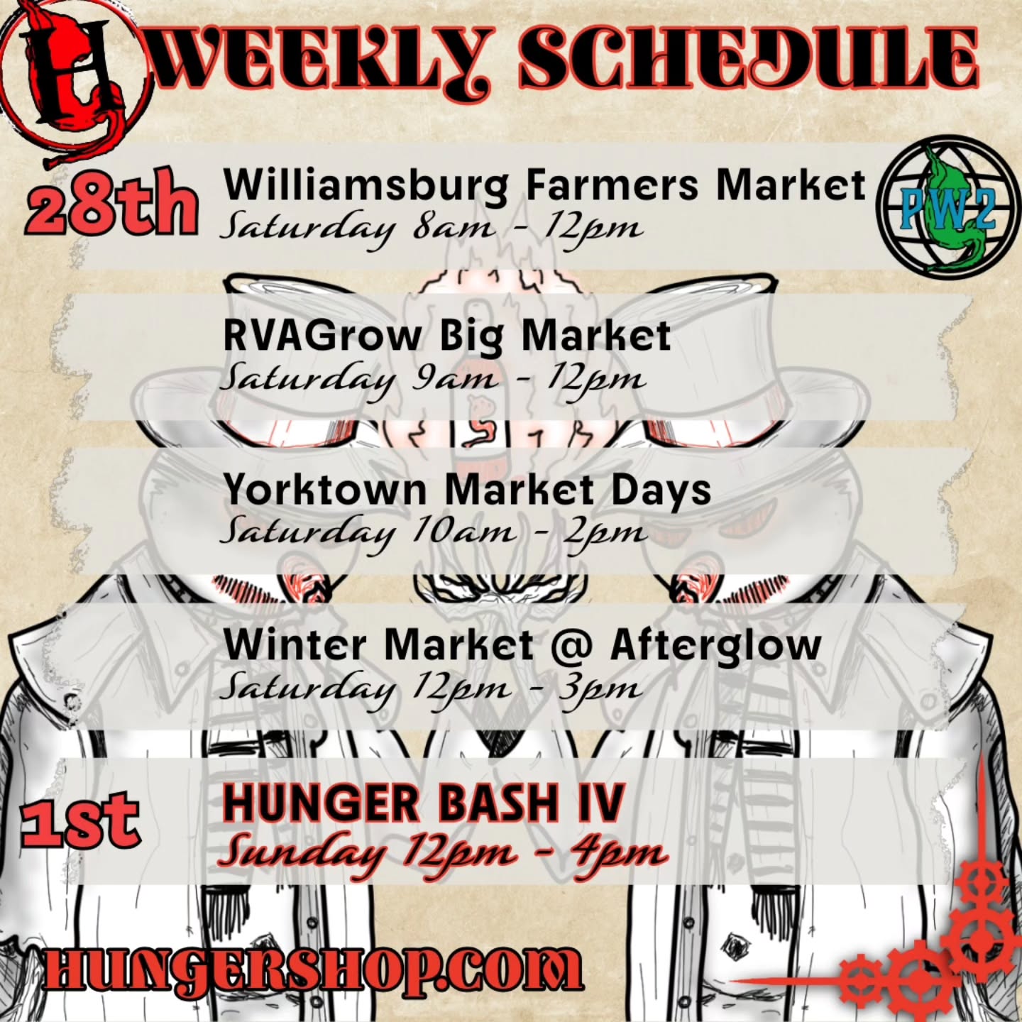 Finally!!! The weekend is here. HUNGER BASH IV is on Sunday. In case you can't make it, Saturday's warm ups are nice and spread out. RVA, Peninsula, and Southside.
PANDEBONO at Williamsburg by @prestigeworldwidefoodsva
@growrva
@williamsburgfarmersmarket
@wintermarketatafterglow
@visityorktown
@virginiafarmersmarkets