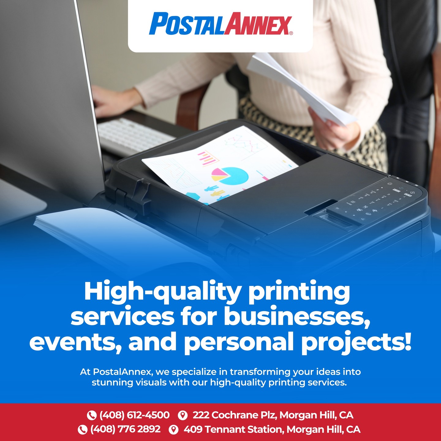 Looking to make a statement? 🎉
From eye-catching banners to stunning flyers, PostalAnnex has your printing needs covered! We deliver high-quality materials that ensure your message gets noticed, whether it's for business, events, or personal projects. 🖨️
Let's bring your vision to life and make your materials truly stand out! 🌟
#PrintingServices #StandOut #PostalAnnex #CreativeSolutions