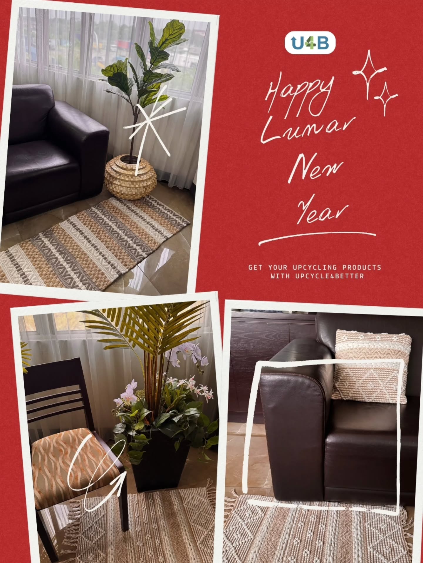 Fresh year. Less waste.
U4B Rags transform discarded textiles into practical essentials for a more responsible lifestyle this Chinese New Year. 🧧♻️
🛒 Shop now: www.upcycle4better.com/shop-1
📌 Note: Actual product may vary in color and pattern due to its upcycled nature.
#Upcycle4better #U4B #BetterTogether #UpcycleMovement #ChangeThroughReuse