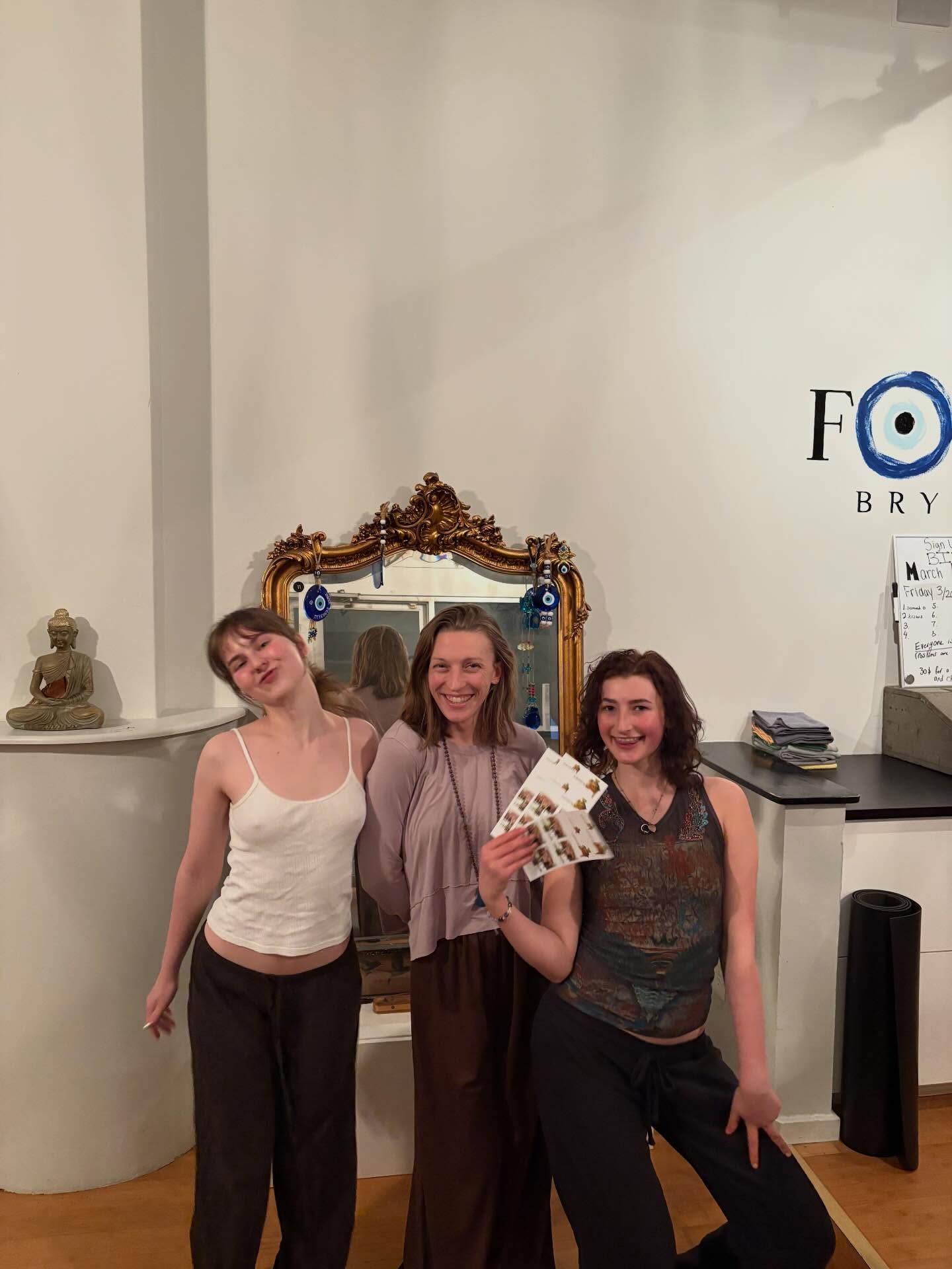 Wow OK mega staff shoutout / sentimental farewell post for @flow_with_wren who taught her final class at Focus last night 🥲🥲 Wren is among our longest tenured instructors by far and leaves behind a legacy of beautiful energy and amazing vinyasa classes that will be very hard to replace.
Luckily her biggest fans @ly1a22 and @iphymurphy were there to send her off with their contagious BFF energy, our friends who also work here and we love so much.
Wren, thank you for everything and we look forward to seeing what’s in store for you!!! Take a #Wren4Prez sticker otw out if you swing by the studio this weekend🤩🤩🫶🫶