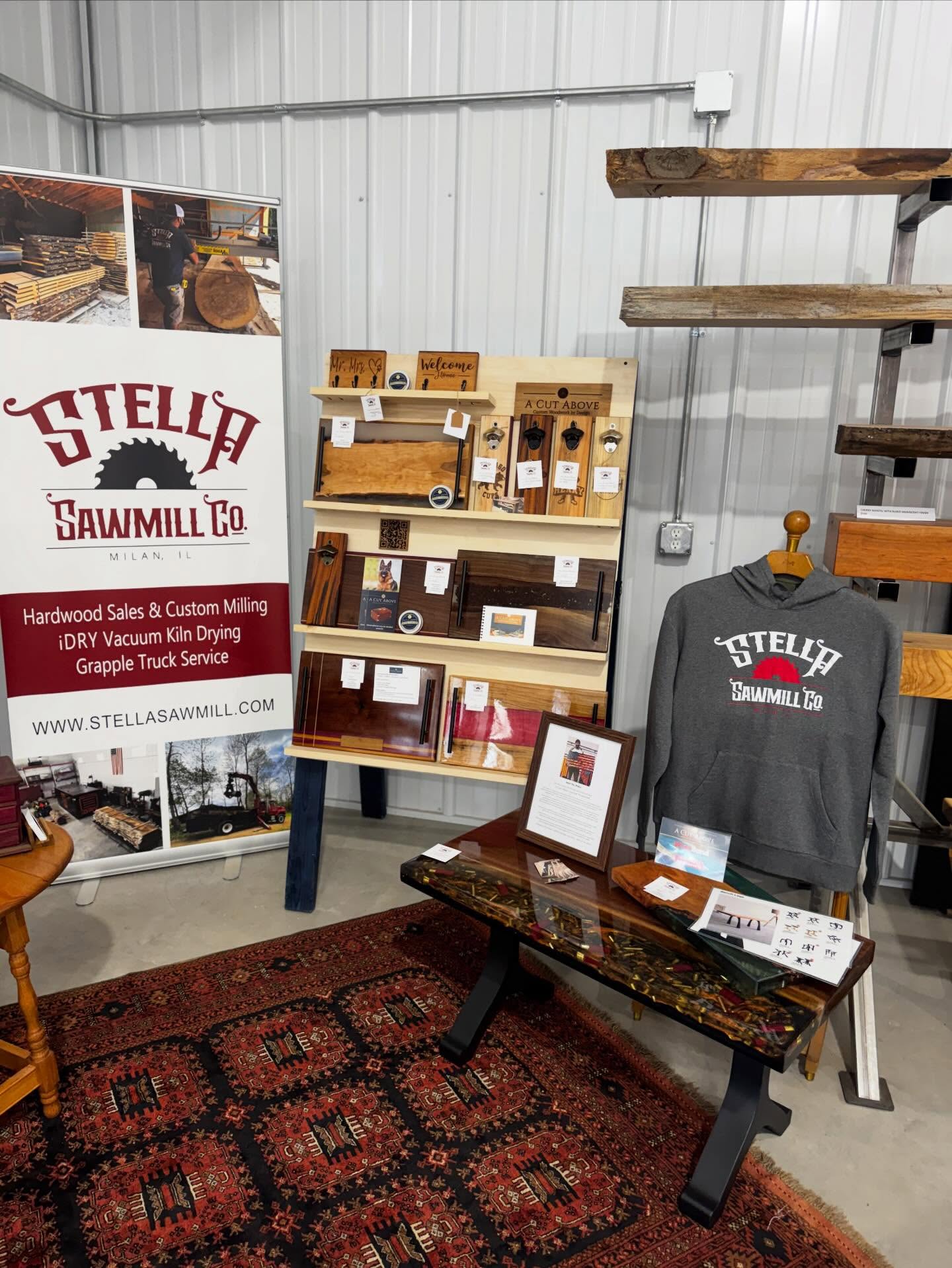 We can finally spill the sawdust — you can now find A Cut Above Custom Woodwork products at Stella Sawmill in Milan, Illinois!
From our glow-in-the-dark epoxy serving trays 🌙✨ to Rhett’s one-of-a-kind Bullet Table 🔥🪵, there’s a little something for everyone —
🎁 Wedding gift?
🎂 Birthday present?
💍 Anniversary surprise?
🛠️ Need inspiration for your next custom build?
Swing by, check it out, and see what happens when locally sourced lumber meets a whole lot of creativity. #shopsmall #customwoodworking #customwood #epoxy #woodandepoxy
