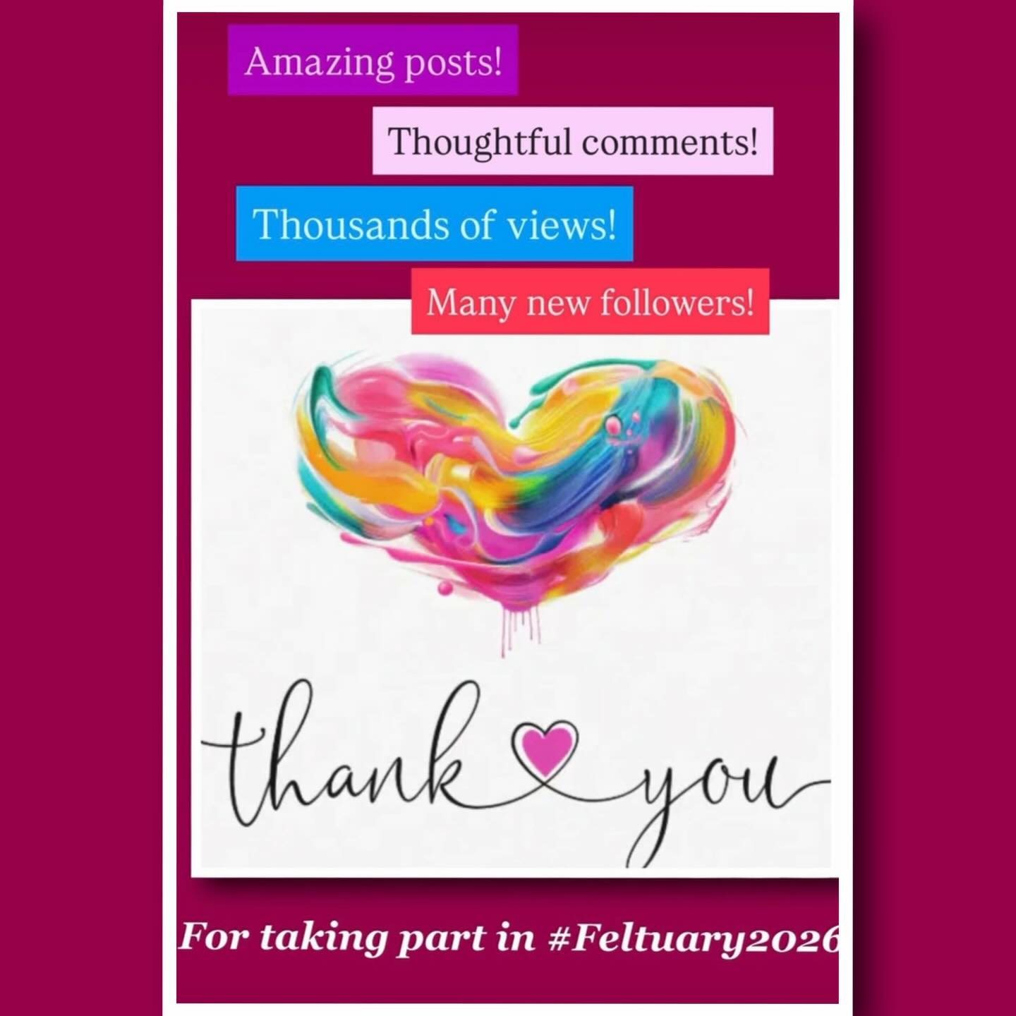 Thank you to everyone for participating in NEFG’s #feltuary2026! We had such an overwhelming international response and are so thankful for this wooly community. Whether you posted your work, provided thoughtful comments, or just followed along…we were happy to have you on the felting February journey.
Posts were viewed hundreds, sometimes thousands, of times from all over the world. At a time when things seem upside down and crazy, we are fortunate to have this supportive community of people loving what we do and finding peace among those that do it too.
Many thanks from Cindy Kennelly for NEFG.