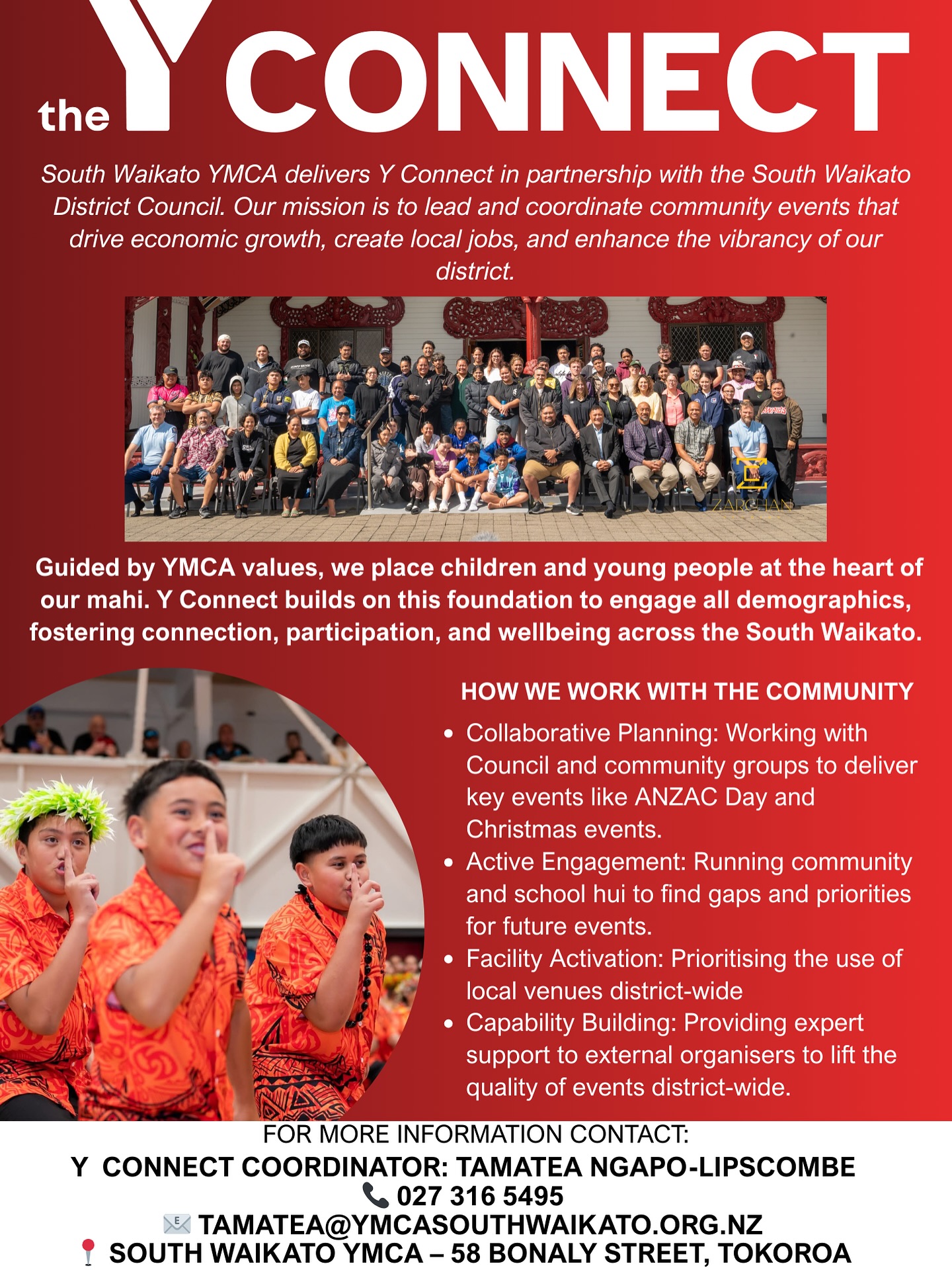 🌟 Help Shape the Future of Community Events in South Waikato 🌟
South Waikato YMCA, in partnership with the South Waikato District Council, is developing a Community Vibrancy and Events Plan through our Y Connect service and we want to hear from you.
Your voice will help guide the events, activities, and opportunities that bring our community together, strengthen connections, and create a vibrant district for everyone.
Head to our Facebook and complete the survey there.
🎁 As a thank you, everyone who completes the survey can go in the draw to win one of TWO $50 prezzy cards.
Whether you’re a rangatahi, parent, business owner, community group member, or resident - your insights matter.
Together, we can build a stronger, more connected South Waikato.
#YConnect #SouthWaikato #CommunityVoice #StrongerTogether