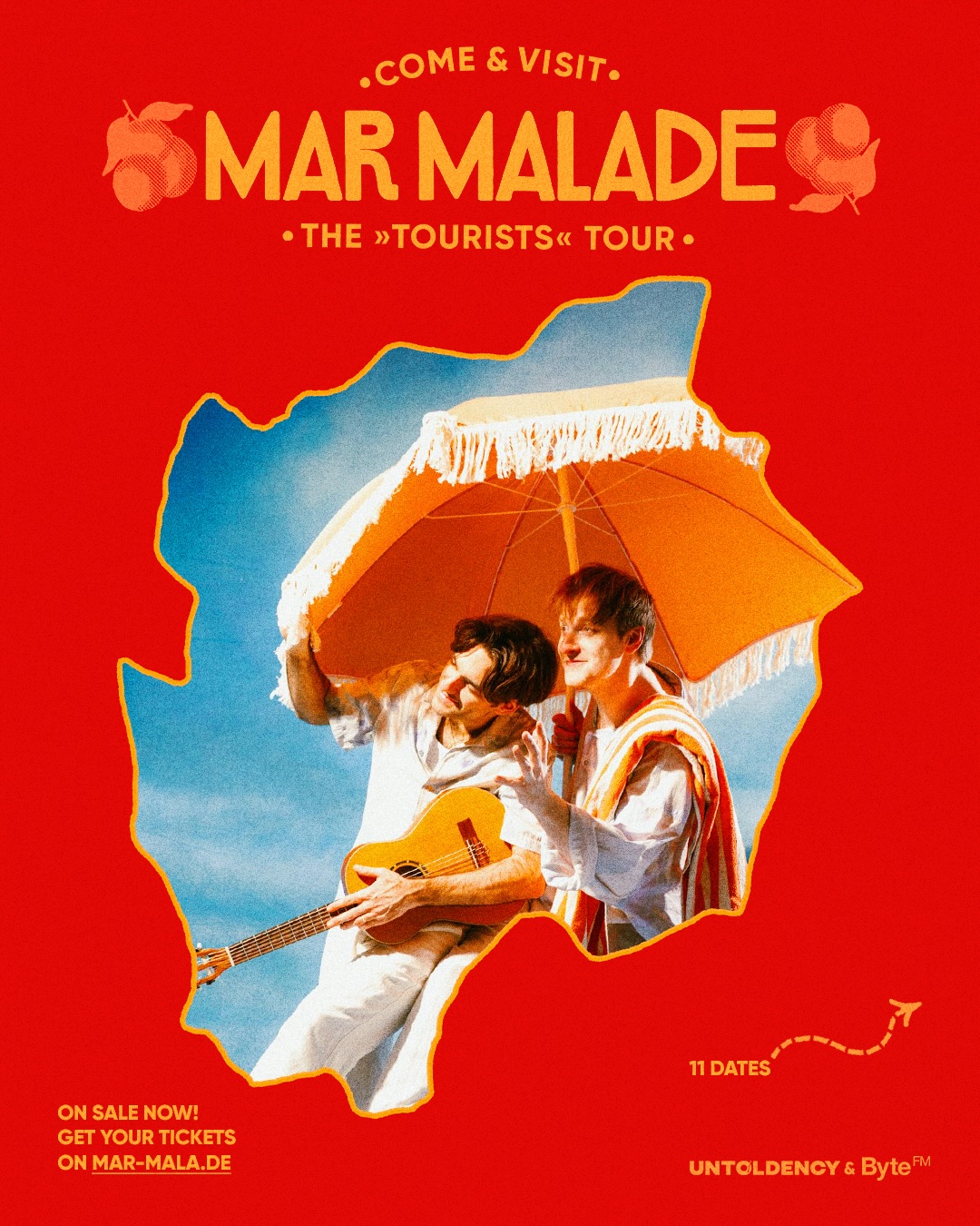 We just »reserved« 11 venues for October »spreading the towels« to go on »Tourists« Tour.
Get your tickets now, come & visit to spend an evening »escaping« with us!
01.10. Esslingen @kulturzentrumdieselstrasse
02.10. Wiesbaden @schlachthof_wiesbaden
03.10. Freiburg @jazzhausfreiburg
04.10. Zürich @papiersaal
7.10. Köln @cbe_cologne
09.10. Wien @wukvienna
10.10. Augsburg @kantine_augsburg
11.10. München @muffatwerk
13.10. Leipzig @utconnewitz
14.10. Berlin @columbiatheater
15.10. Hamburg @mojo_club
We’re excited to see you all (again)! Playing the »evergreens«, some new music, bringing our multi-instrumentalist live band, some new anecdotes and beloved »Quatsch«, some dances and summery melodies.
Traveling the stages with us:
@jentetabeling on drums & percussion
@jan.lando on brass, bass & mellotron
Presented by:
@untoldency
@bytefm
Booking by Paul Heuer
Photos by @manuelmeinhardt_dp
Graphic design by @michel_m_almeida