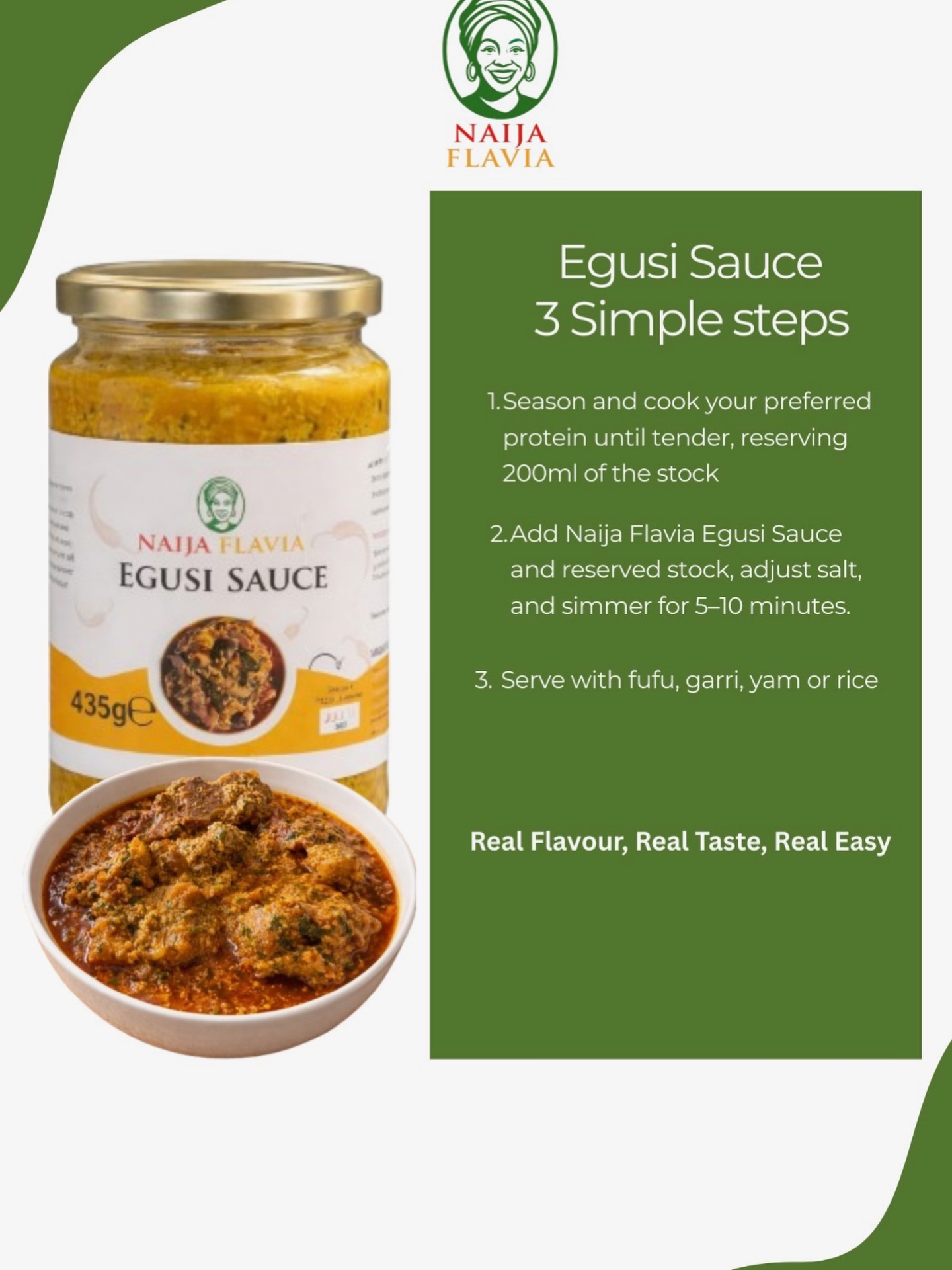 Hey Flavour Fam👋🏼.
Real flavour doesn’t have to take hours.
Naija Flavia Sauces are crafted to deliver deep, layered Nigerian taste in just a few simple steps. No guesswork. No stress.
Premium cooking, simplified.
#NaijaFlavia #egusisoup #LuxuryInMinutes#naijafoodies #egusi