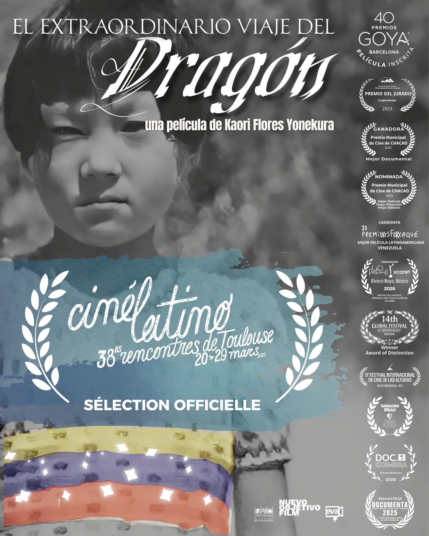 Hoy es anunciado oficialmente que...¡Nuestro Dragón ahora vuela hacia Francia! 🐉🇫🇷✨
Nos llena el corazón de alegría compartir que “El Extraordinario Viaje del Dragón” dirigido por @miss__nikkei forma parte de la Selección Oficial de la 38ª edición de Cinelatino - Rencontres de Toulouse @cinelatino.toulouse .
Es un honor representar nuestras raíces en uno de los festivales de cine latinoamericano más prestigiosos del mundo.
📍 Nuestras proyecciones:
🗓 22/03 - 14:00h | Pathé Wilson
🗓 24/03 - 19:00h | Espace Diversités Laïcité
🗓 26/03 - 21:30h | ENSAV
¡Agenden!
#CinelatinoToulouse #ElExtraordinarioViajeDelDragon #CineVenezolano #KaoriFloresYonekura #SeleccionOficial CineEnFrancia