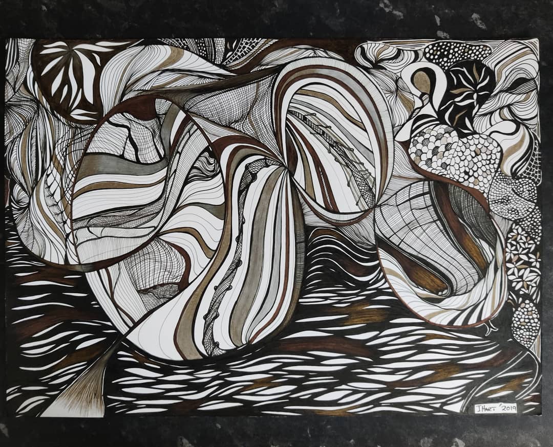 Another abstract for the - I can see collection.......black ink and Faber Castell polychromos pencils........prints will be available for purchase...
#abstract #abstractart #drawing