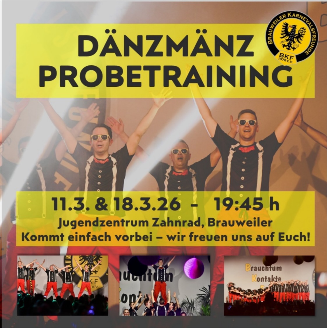 Hey Männer! Lust zo danze? Mit einer lustigen Truppe, guter Musik und viel Spaß am Karneval? Dann kommt doch gerne einfach bei einem unserer Probetrainings vorbei und lernt uns kennen!
#männertanzgruppe #karneval #karnevalstanz #probetraining #pulheim
@sandrageier1
@pulheimreport @michaelweyergans