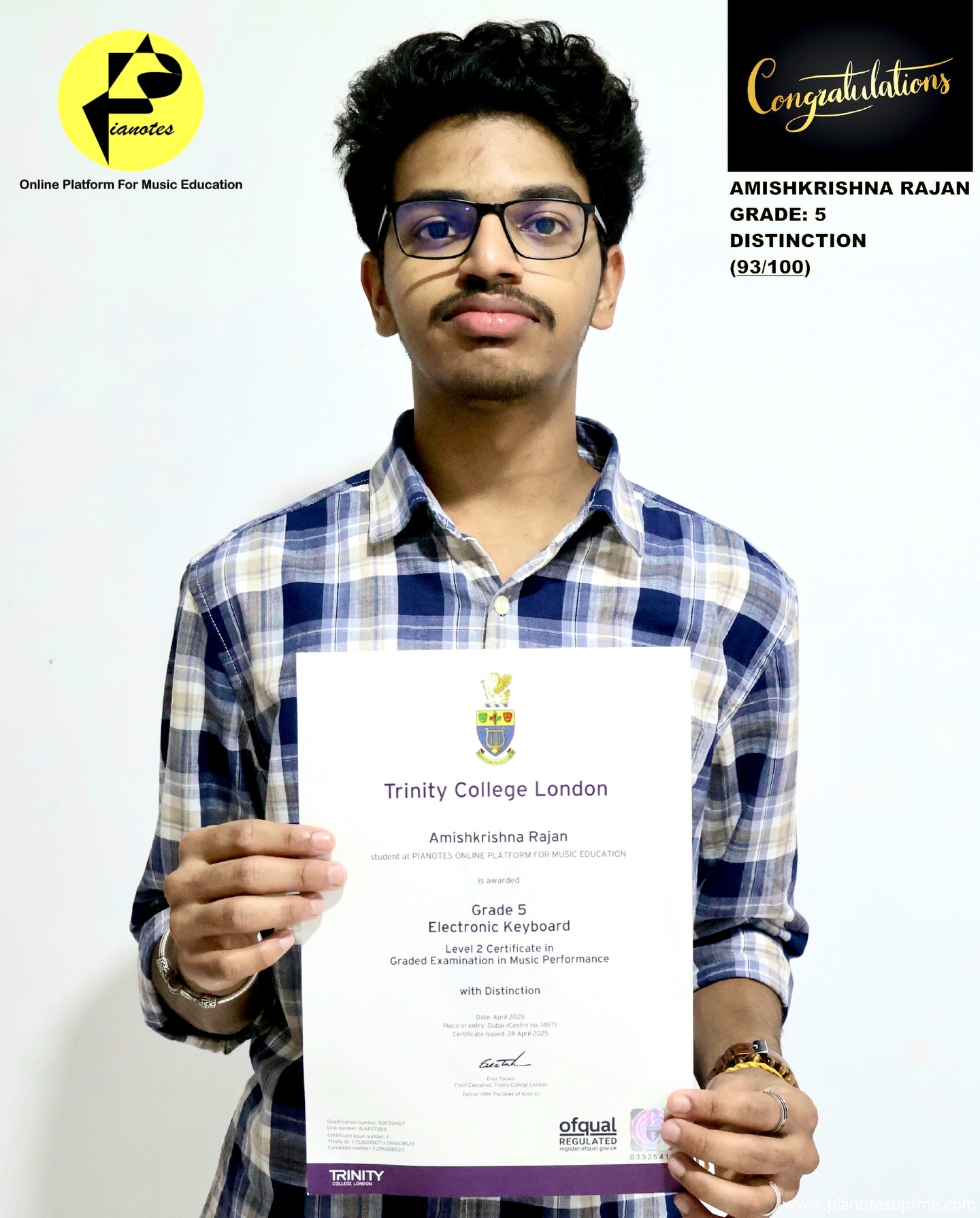 Congratulations🎉🎊 AMISHKRISHNA RAJAN👏✨
#pianotesopfme #trinitycollegelondon #electronickeyboard #pianolessonsforkids #onlinepianolessons