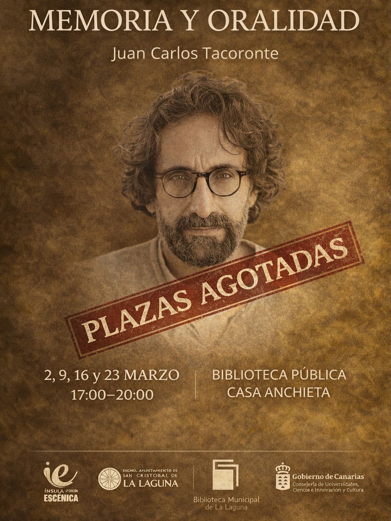 ¡PLAZAS AGOTADAS! 🚀
El taller “Memoria y Oralidad” con Juan Carlos Tacoronte completa su aforo🫂
Una propuesta para explorar la palabra hablada, la memoria individual y colectiva y su poder como materia viva para la creación artística✨
¡Gracias por la gran acogida!
#ÍnsulaEscenica
🤝Colaboran:
@lalagunaayto
@lalagunacultura
@adrian.del.castillo