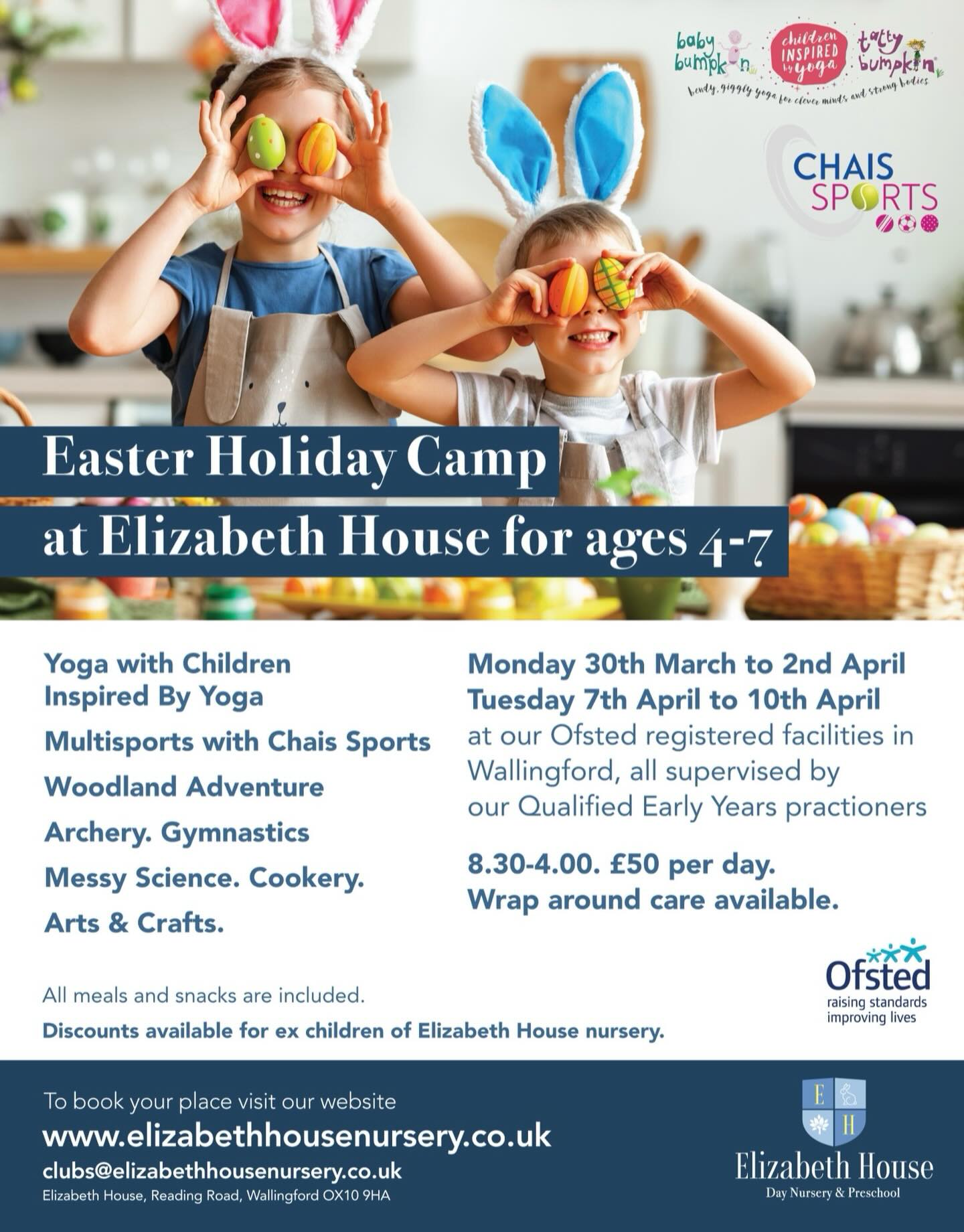 Our Easter Holiday Club camp is now available to book online! Current EH parents receive priority booking and ex-preschoolers of the nursery receive a discounted daily rate.