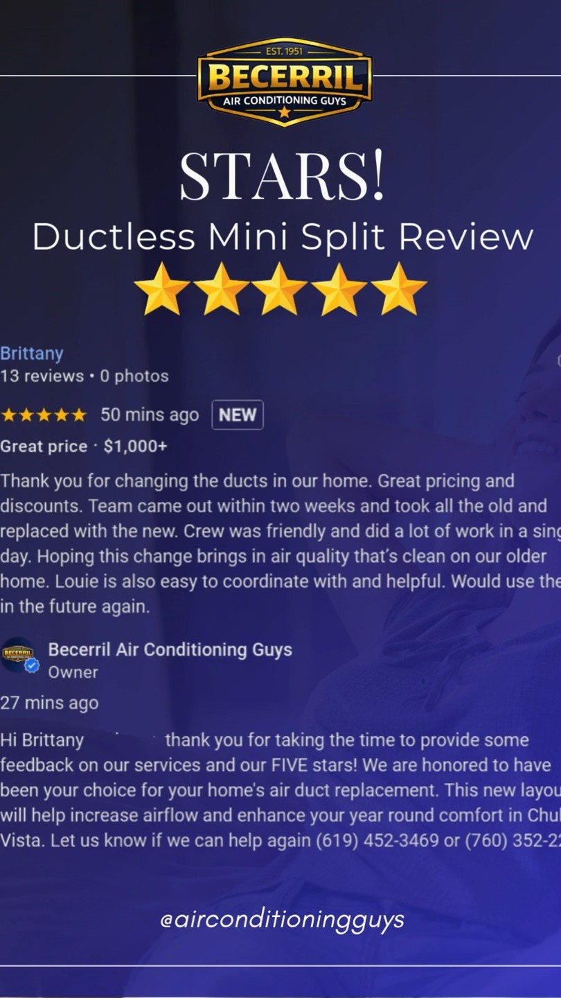 This customer called us becuase she wanted to breathe healthier inside her home for her young family. The home they purchased is a bit older and the layout did not really allow for air duct cleaning. She knew they were dirty and had recently installed a new AC system (which we put in the attic) a few years ago. This time she opted for a complete new Duct system which will be CLEAN, highly insulated value and new air register location placement for increased air flow and home comfort. Glad we could help. #airducts #acguys #becerrilair #airductcleaning #sandiego #Elcentro #imperialvalley