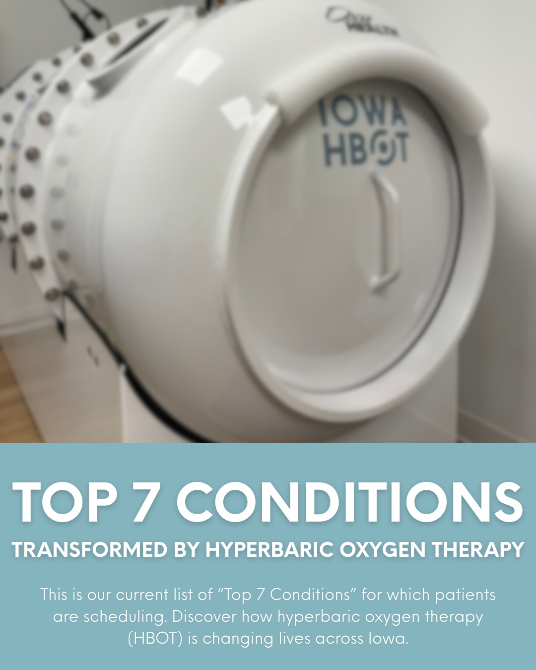 Hyperbaric Oxygen Therapy is changing lives across Iowa!
Here are the top 7 conditions patients are currently scheduling for at Iowa HBOT:
✔️ Concussions & TBIs
✔️ Stroke recovery
✔️ Cancer support
✔️ Longevity & prevention
✔️ Pre- & post-surgery healing
✔️ Children with autism
✔️ Broken bones — and more
By increasing oxygen delivery at the cellular level, HBOT helps support healing, reduce inflammation, and improve recovery in ways many people didn’t realize were possible.
If you or someone you love is navigating one of these conditions, HBOT may be worth exploring.
📞 Call 515-421-4018 to schedule your complimentary consultation (in-person or virtual).
🌐 Visit iowahbot.com to learn more.
Your healing journey could start with oxygen.
#IowaHBOT #HyperbaricOxygen #StrokeRecovery #TBIRecovery #CancerSupport #Longevity #Healing #IntegrativeHealth