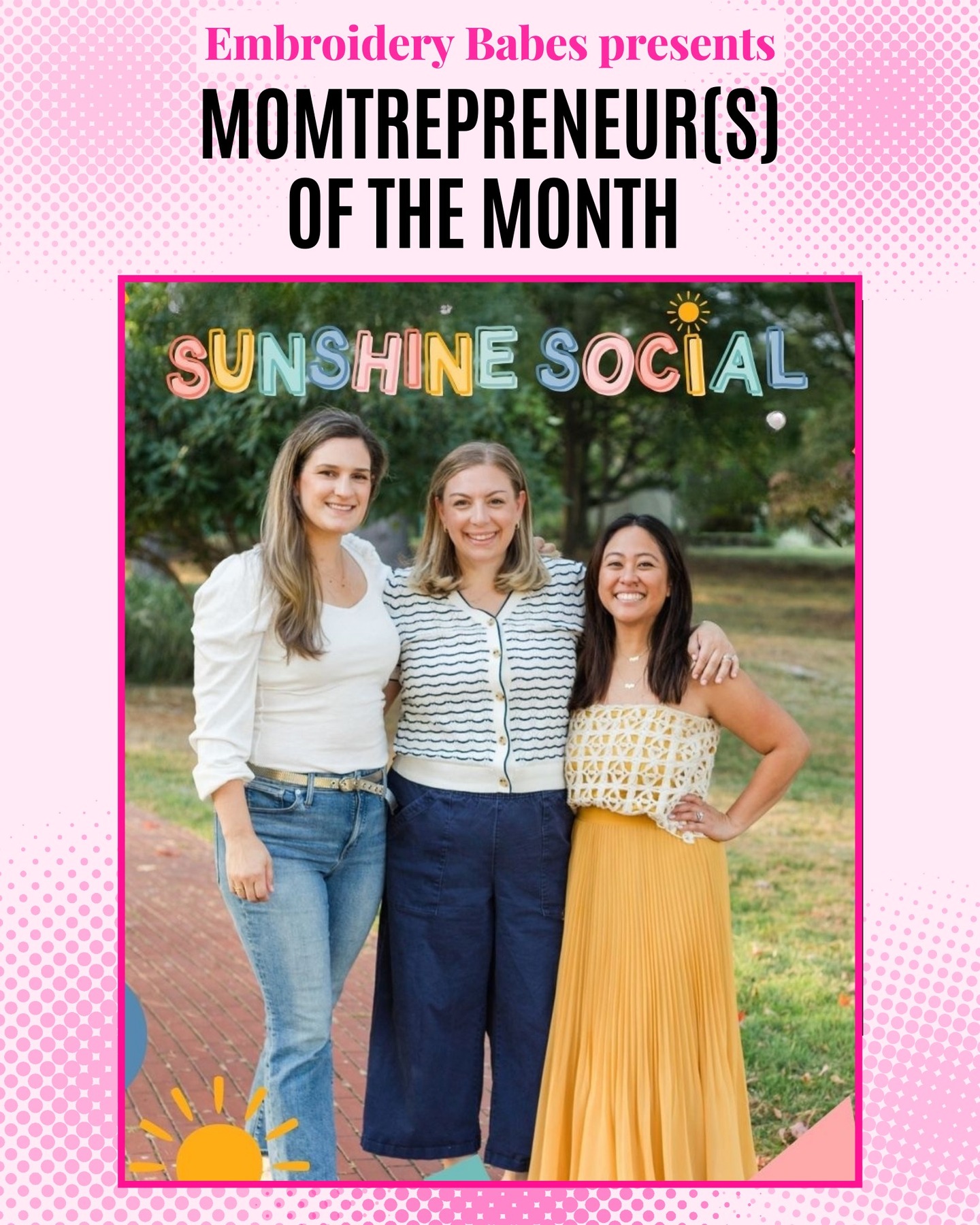 Introducing February's Momtrepreneur(s), @sunshinesocialnj!
Meet Jamie, Katya, and Sarah — three moms who created Sunshine Social to make kids’ parties fun for children and easy for parents.
With backgrounds in education, the arts, and occupational therapy, they design thoughtfully curated, sensory-rich party experiences that keep kids engaged (without the overstimulation) and let parents actually enjoy the day.
Think themed sensory play, dress-up, and gross motor fun — all delivered to your doorstep and fully set up for you.
Because the best parties are the ones where kids are immersed and adults can breathe.
✨ 10% off a base package when you book this month and mention Embroidery Babes. ✨
#NJ #MomOwnedBusiness #NJSmallBusiness #KidsPartyNJ #momtrepreneur