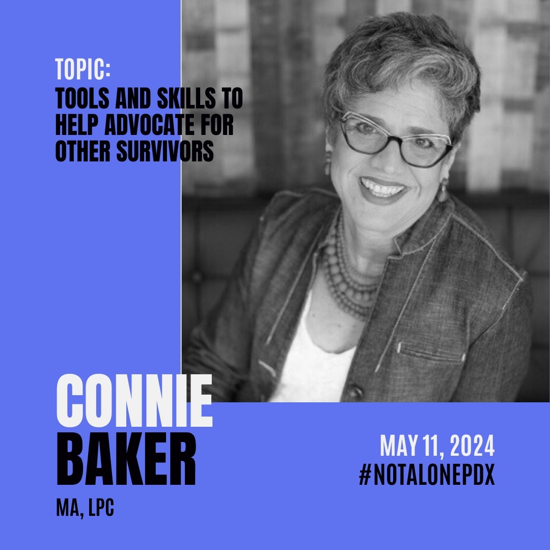 Featured Conference Presentation at Not Alone: A Conference for Survivors and Helping Professionals
Tools and Skills to Help and Advocate for Other Survivors - Presented by Connie Baker, MA, LPC
Are you wanting to learn how to be more effective with helping other survivors? Are you needing more tools and insight for how to advocate for them? Are you wanting to take the next step in recovery and support those who have been through religious and cult trauma? This workshop is for you!
---
Connie Baker is a licensed professional counselor with a Master of Arts. She is a clinical supervisor, Masters Level University instructor, Seminar speaker and Workshop facilitator. She is a Trauma Recovery Specialist, trained life coach and the author of her book, Traumatized by Religious Abuse-Discover the Cultures and Systems of Religious Abuse and Reclaim Your Personal Power’. It is the culmination of her own story and her years of experience as a therapist. Connie is sought after for guidance, radio and television interviews, and contributions to magazines for support and education about religious abuse and trauma recovery. Connie lives in Portland, OR with her husband, JR. They have 3 grown children and 2 grandchildren.
Learn more about the conference at https://www.safeportland.org/safe-conference
.
.
.
#notalonepdx #pdxevents #pdxconference #portlandevents #portlandoregon #portlandconference #traumarecovery #religioustrauma #religiousabuse #control #manipulators #religion #cultexpert #psychology #cultrecovery