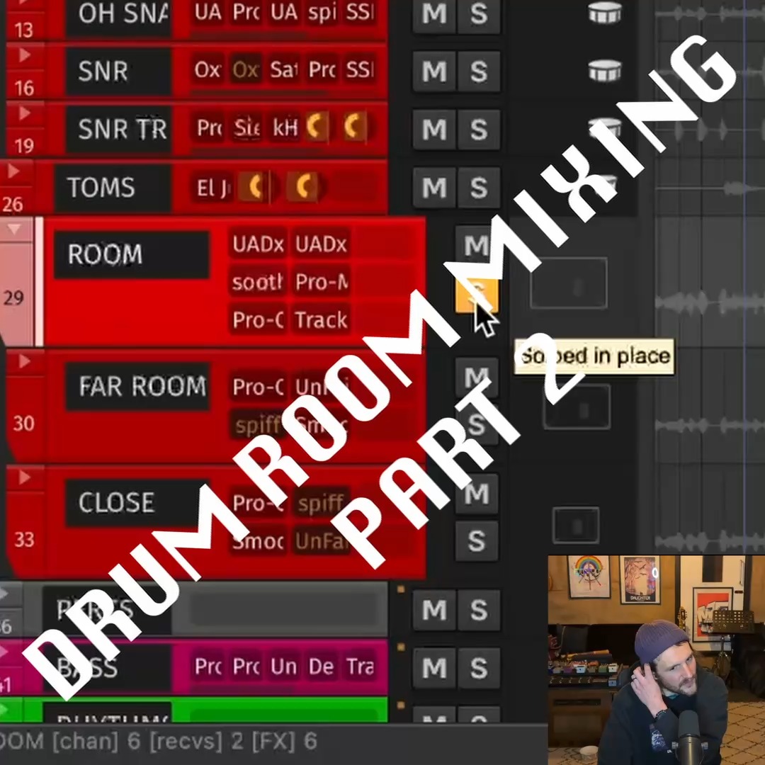 DRUM ROOM MIXING PART 2
In part 2 of 3 in this drum room mixing video I show you how I use Spiff by @oeksound to bring out some of the snare and kick in each pair of room mics before summing these together and using @fabfilter_plugins Pro-MB to do a little more of that and alter the apparent decay of the snare.
Pt 3 coming tomorrow.
#musicproducer #mixengineer #recordingstudio #mixingtips #mixingandmastering