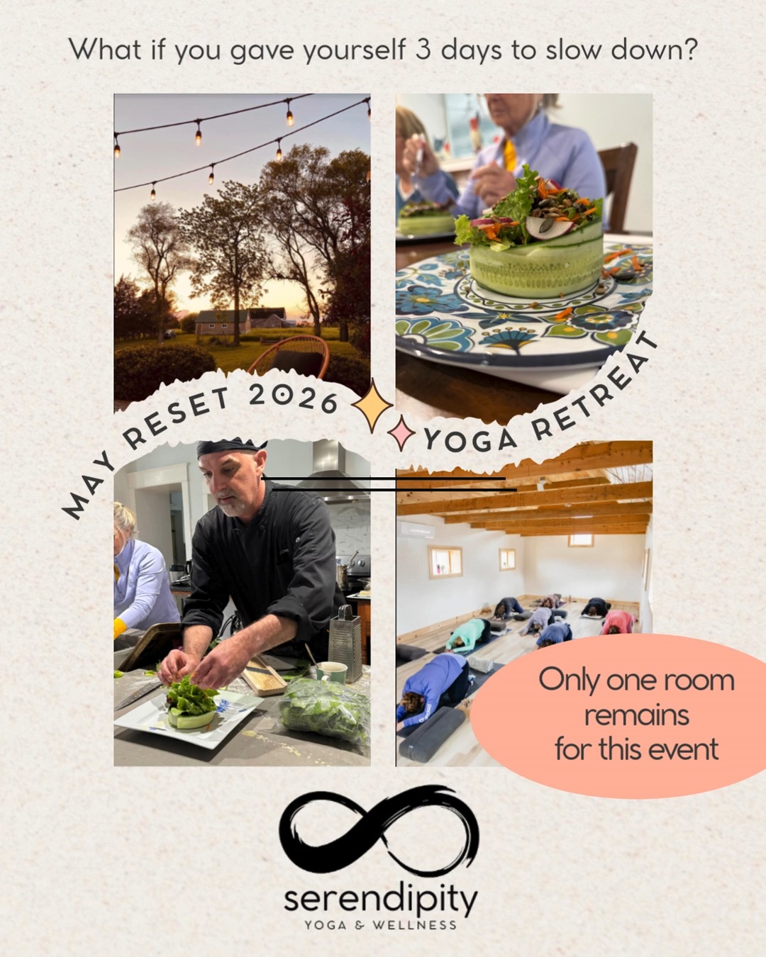 What if you gave yourself three days to simply slow down?
From May 1–3, our Yoga Retreat offers space to step away from busy schedules and into a weekend of movement, rest, connection, and calm. No pressure, no expectations, just supportive practices, nourishing food, meaningful conversation, and time to reconnect with yourself.
Mornings begin gently, days unfold with intention, and evenings invite deep rest. Whether you’re craving quiet, renewal, or a chance to reset before summer arrives, this weekend is designed to meet you exactly where you are.
Sometimes the most productive thing we can do is pause.
Maybe this is your moment to do just that.
DM for more information and to reserve your room.
#serendipityyoga
#yogapec
#healthymovementyourway
#pecyogaretreat