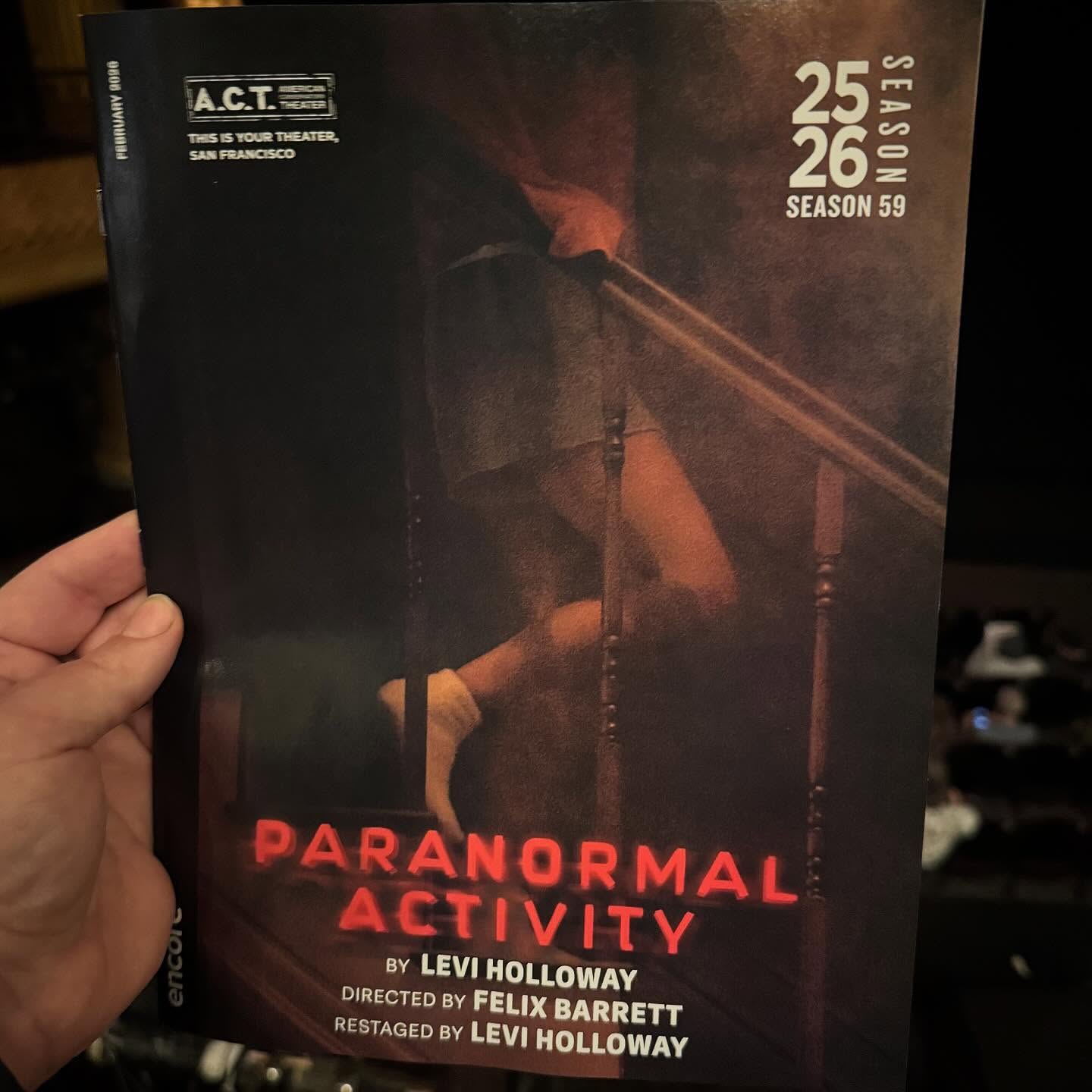 We saw Paranormal Activity at @actsanfrancisco and it was Really good!! If you can get tickets you should go, unless you’re scared 😳 LOL
#paranormalactivity #play #livetheatre #sanfrancisco #instagood