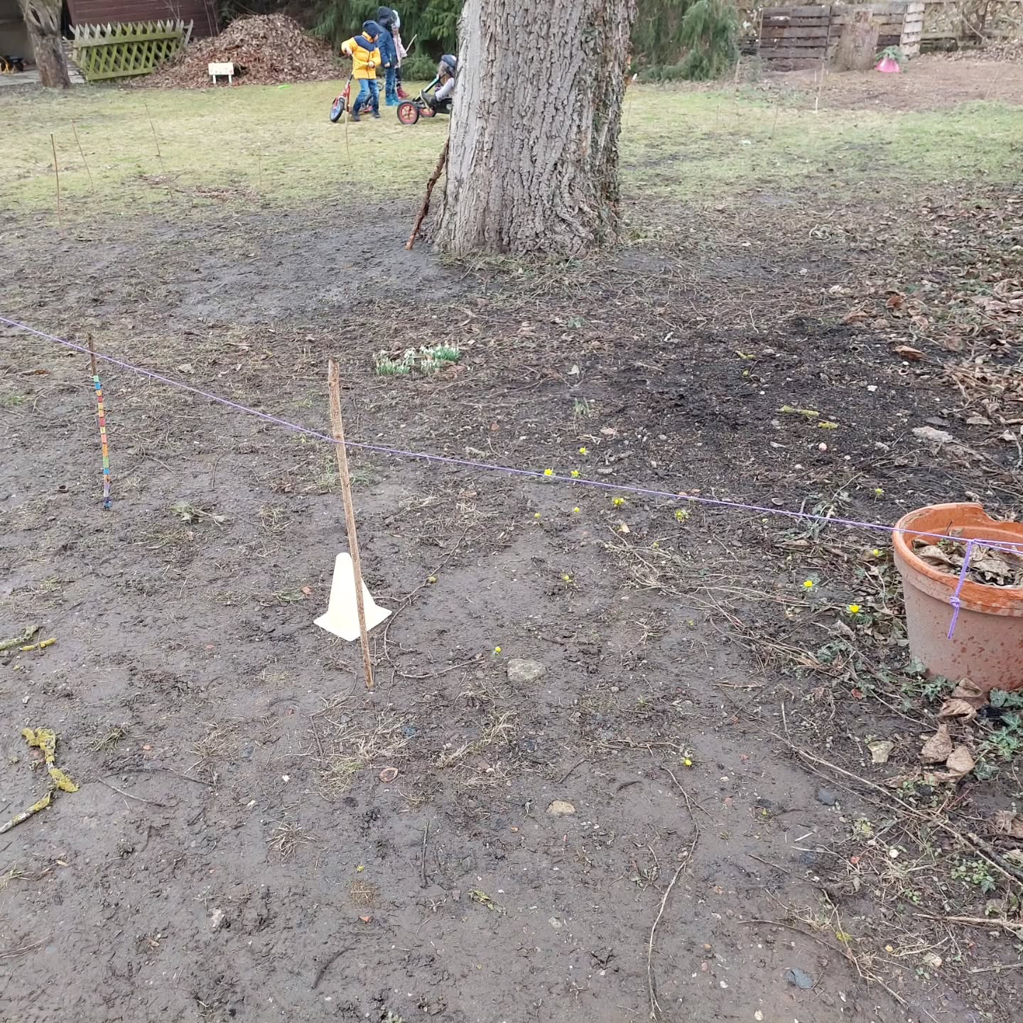 Die ersten Frühblüher sind gewachsen und wurden kurzhand in der Pause von Kindern eingezäunt, um sie zu schützen.
Wir freuen uns schon jetzt, wenn auch die Krokusse und Narzissen wachsen werden.