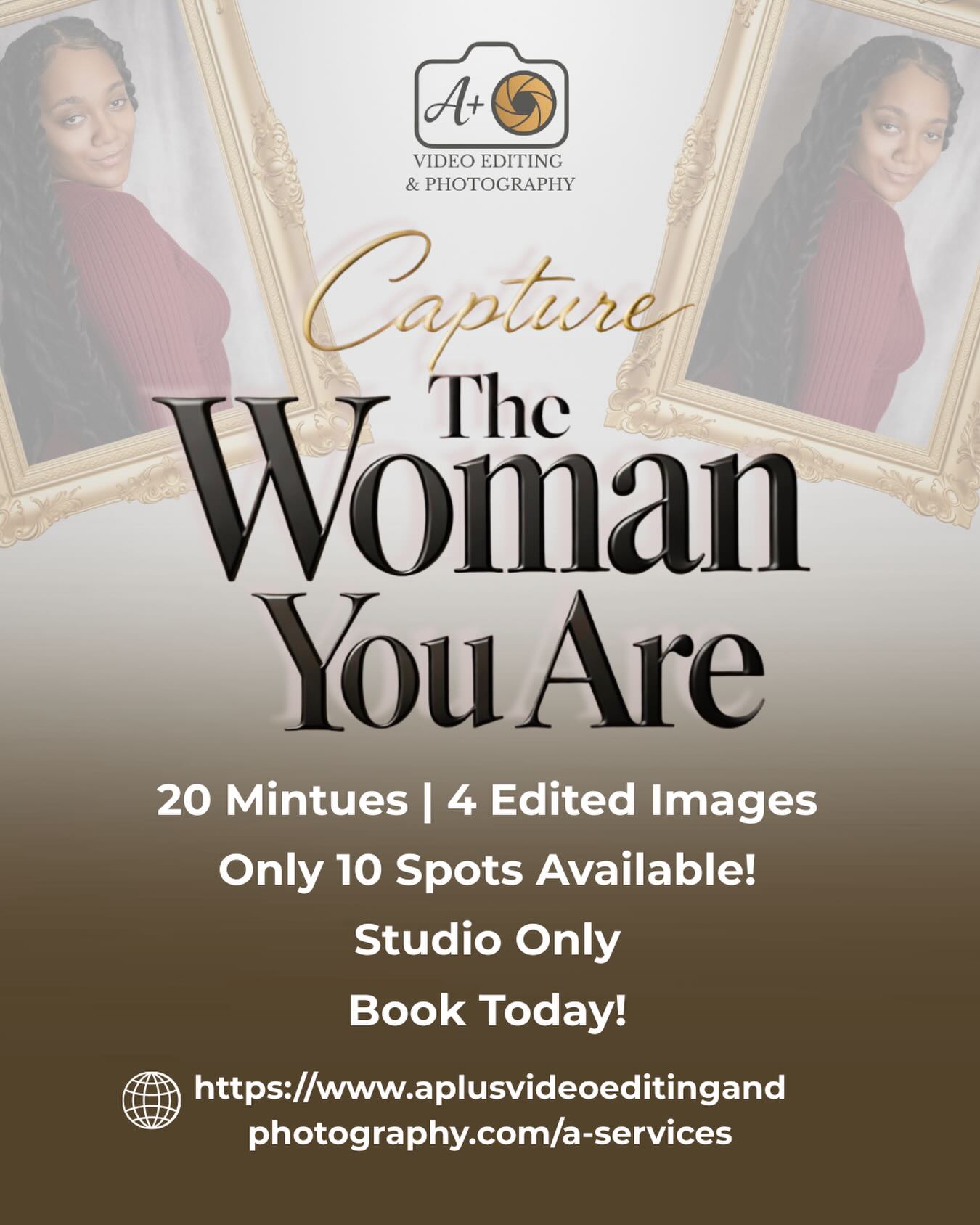 You don’t need a birthday.
You don’t need a milestone.
You don’t need a reason.
You deserve to be seen exactly as you are.
✨ Capture The Woman You Are ✨
A luxury studio portrait experience designed to celebrate confidence, growth, softness, strength, all of it.
20 Minutes
4 Professionally Edited Images
Studio Only
Only 10 Women Will Be Booked
Spots are limited.
Comment “CAPTURE” or click the link in my bio to schedule your consultation 🤍
Let’s create something timeless ✨