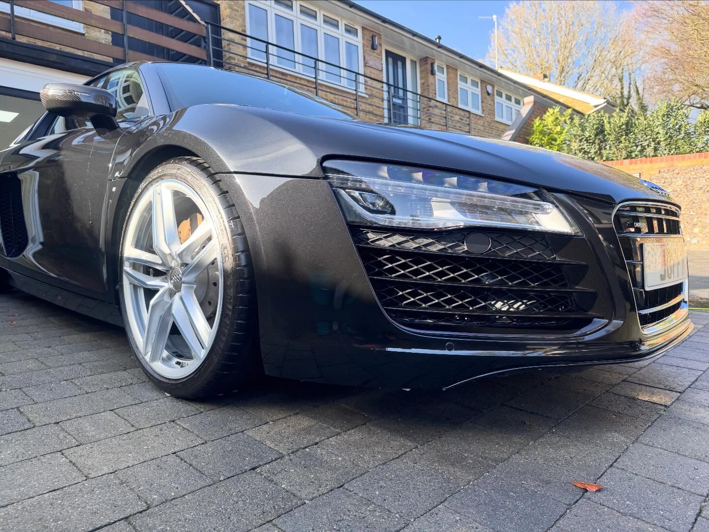 Audi R8 in for its monthly pampering session. Want your car to shine like a superstar? Wheels and barrels detailed, snow foam wash, luxury contact wash, and sealed with a gloss-protecting finish. The interior’s getting the same meticulous care. #audi #audir8v10 #cardetailing #snowfoam #glossypaint