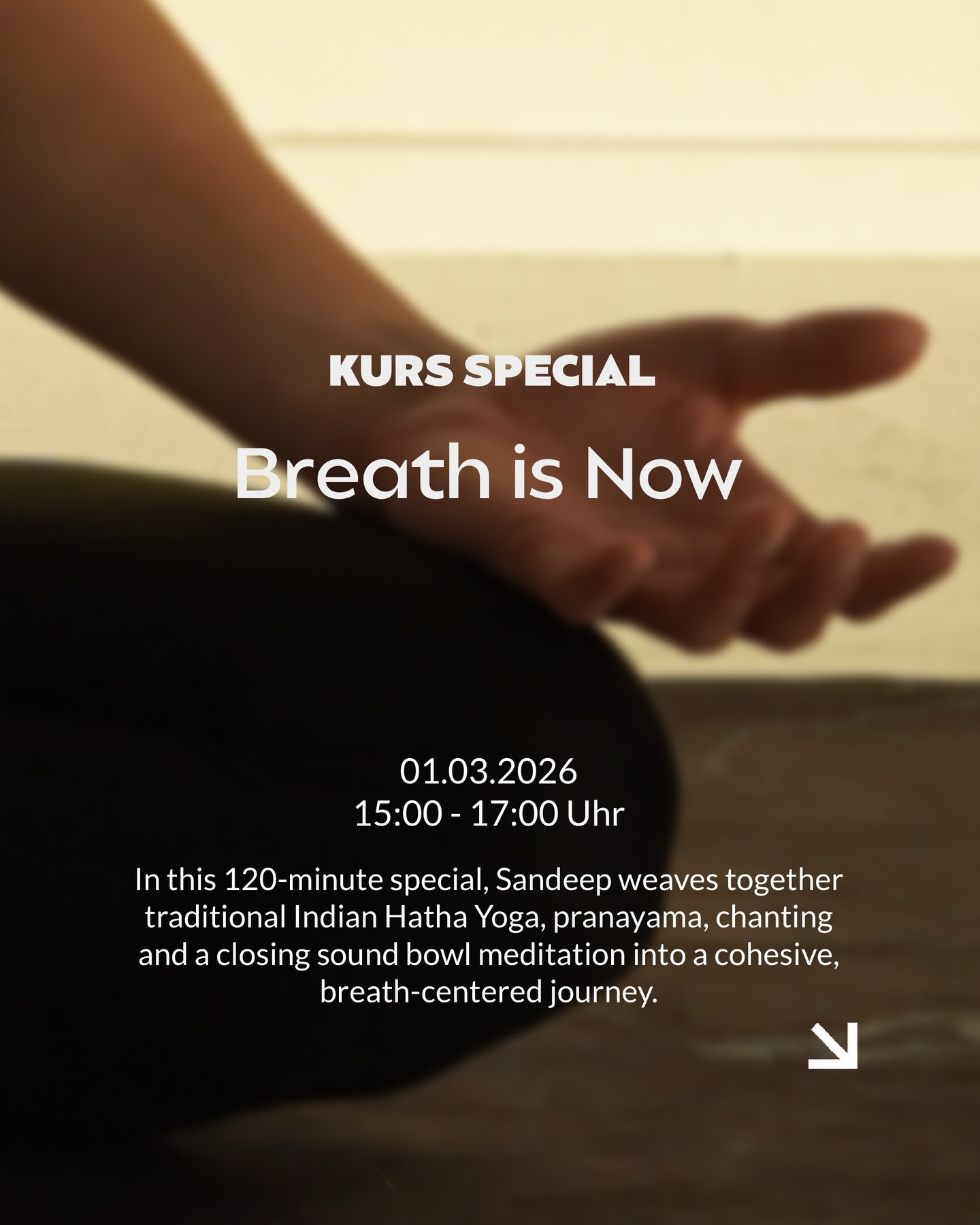 Kommenden Sonntag wird Sandeep ein Special bei uns anbieten: Breath is Now!
An der Stunde könnt ihr zum normalen Stundenpreis von 15€ teilnehmen oder über @urbansportsclub Anmeldung! Der Kurs findet auf Englisch statt!
Wir freuen uns auf euch!
#yoga #berlin #yogaclassberlin #pranayama