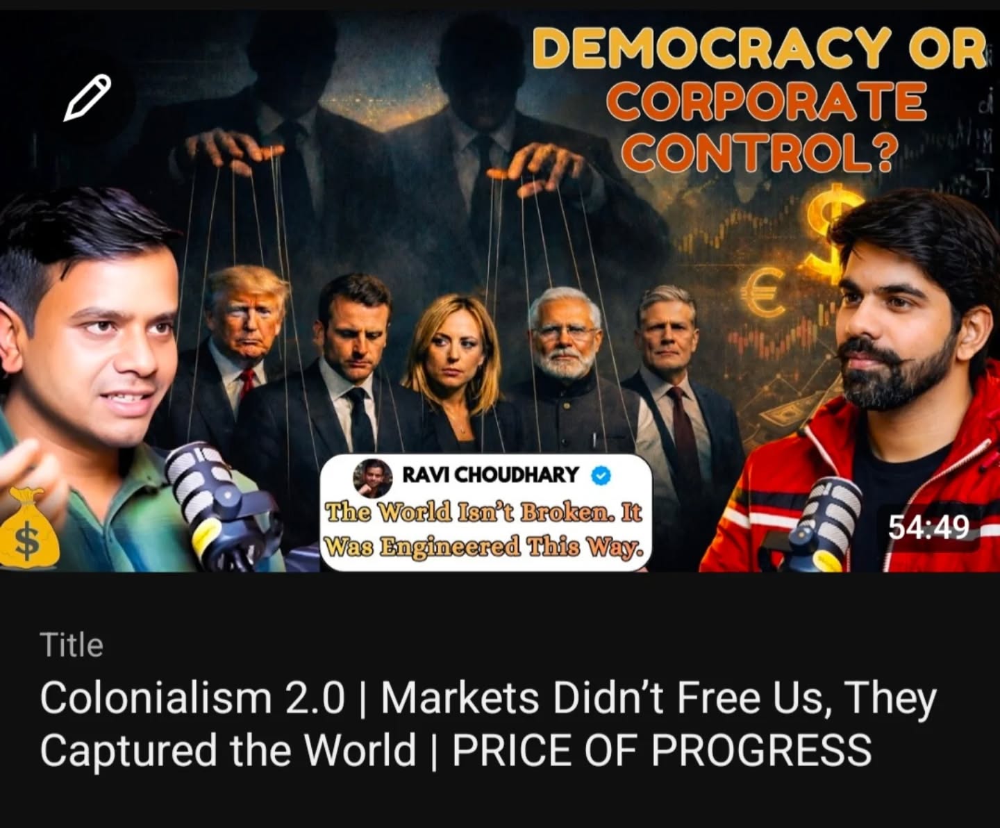 New Podcast Released check it out now.
This episode examines:
• How the East India Company model reshaped global power
• Why colonialism may have ended politically but continued structurally
• How financial networks and corporate power influence global decision-making
• The psychological shift from community to consumption
• Why modern societies increasingly feel transactional and fragmented
• The limits of money, rights frameworks, and market logic in sustaining social order
• Immigration, identity conflict, and social cohesion in modern states
• Why capitalism without ethics can destabilize societies
• The civilisational cost of progress driven only by profit
• Whether Indic philosophy offers an alternative lens rooted in balance, duty, and consciousness
Complete Video Title: Colonialism 2.0 | Markets Didn’t Free Us, They Captured the World | PRICE OF PROGRESS
New podcast on our YouTube channel.
Find full video on
The Manthan Podcast:
Video Link: https://youtu.be/FKknRJOPjcA
Who's Controlling Us?
