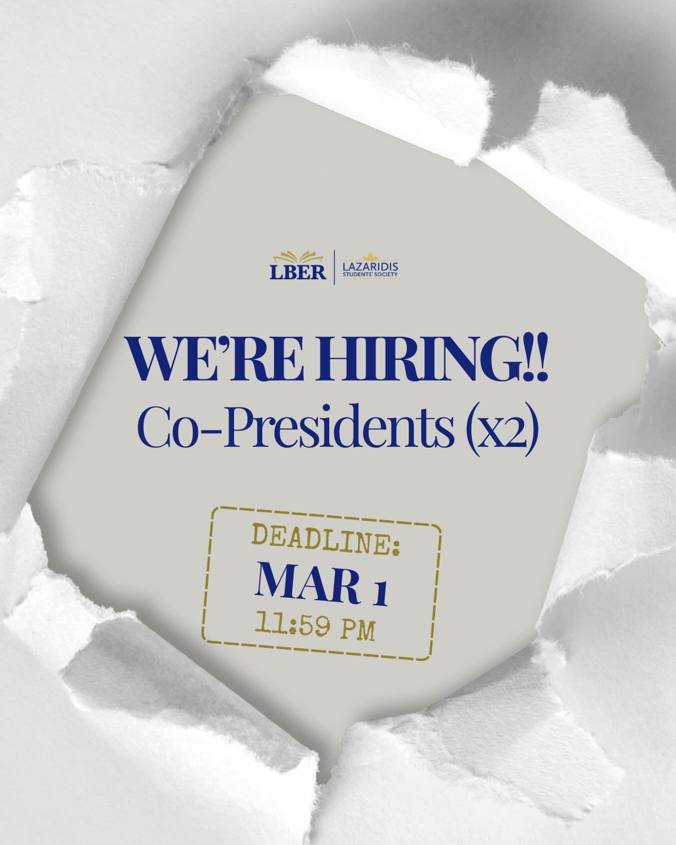 We’re hiring! 📣
The Laurier Business & Economics Review is looking for two Co-Presidents to lead our team in the 2026-27 academic year.
If you’re passionate about business journalism, current affairs, leadership, and building something impactful on campus, this is your chance to shape the vision, grow our network, and make a lasting mark on Laurier’s only student-run business publication!
Apply now using the link in our bio!
