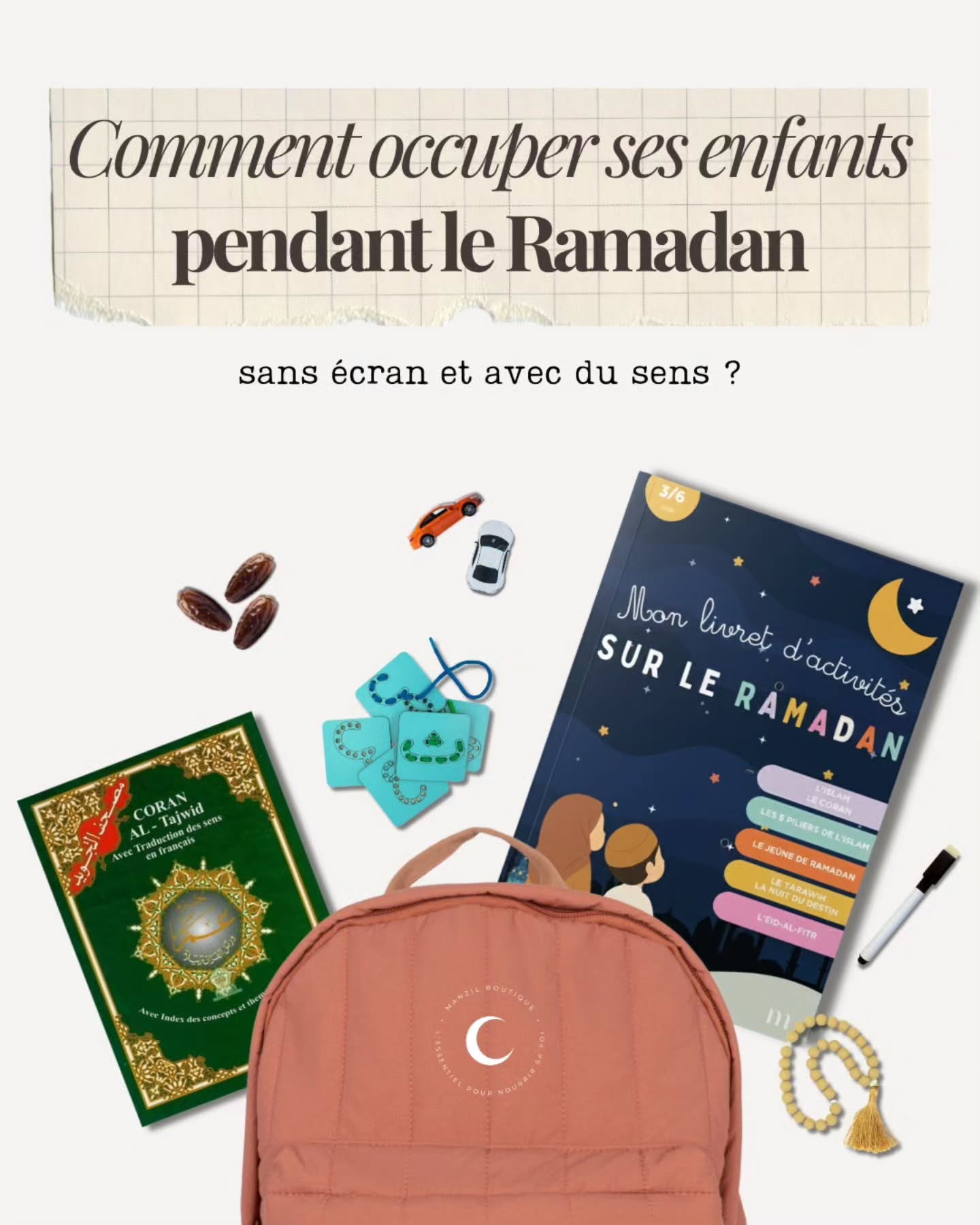 Comment occuper ses enfants pendant le Ramadan, tout en préservant la douceur et la spiritualité de ce mois béni ? 🌙🤍
Entre la fatigue, les journées rythmées par le jeûne et la préparation du ftour, on souhaite toutes offrir à nos enfants un Ramadan rempli de sens… mais sans toujours savoir comment les occuper intelligemment.
Et si leurs journées devenaient, elles aussi, un moment d’apprentissage et de rappel d’Allah, à leur échelle et avec douceur ?
Ce livret d’activités spécial Ramadan a été pensé comme un véritable compagnon pour les enfants, afin de les accompagner pas à pas dans la découverte de ce mois béni : comprendre le Ramadan, découvrir le Coran, apprendre les piliers de l’Islam, se familiariser avec la prière de Tarawih, Laylat Al-Qadr et la joie de l’Eid, tout en s’amusant.
Chaque page a été imaginée pour éveiller leur cœur, nourrir leur curiosité et les occuper de manière ludique, loin des écrans, dans un univers doux, éducatif et spirituel. Un moment calme pour eux… et apaisant pour vous.
Un support réutilisable, conçu avec soin, pour transformer leurs journées de Ramadan en instants d’apprentissage, de réflexion et de belles découvertes autour de leur religion 🤍🌙
Parce que le Ramadan est aussi une occasion précieuse de semer les premières graines de foi dans le cœur de nos enfants.
Disponible dès maintenant sur notre site internet :
www.manzilboutique.com
Lien en description ☁️
#Ramadan #Muslimkid #RamadanKid #ActivityKid #Muslim