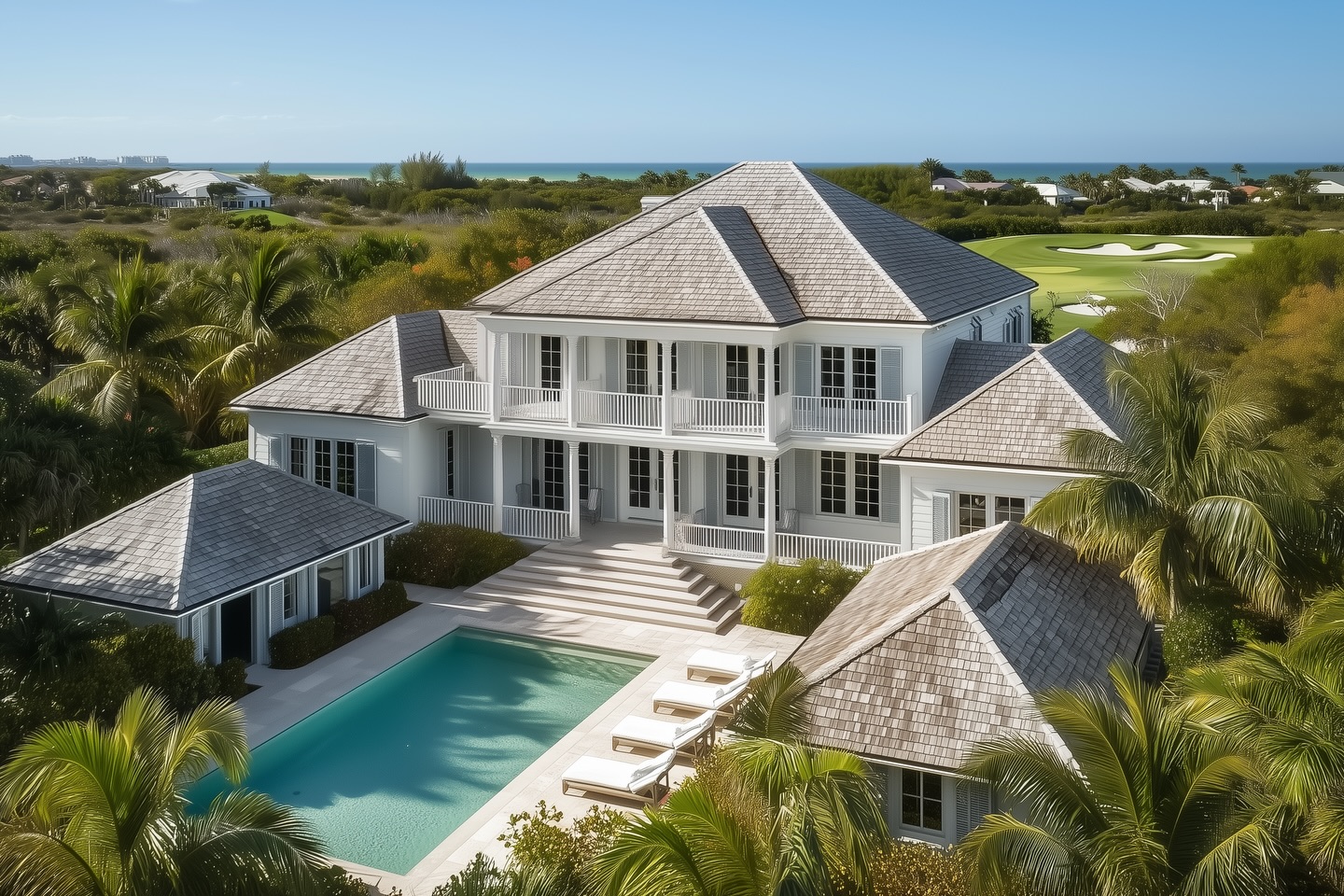 This luxurious Florida residence overlooking a prestigious golf course, was designed with a refined blend of contemporary and classic styles.
Expansive terraces and generous glazing connect the interiors to the pool and fairway views, creating a seamless balance between indoor and outdoor living - perfectly suited to the Florida climate.
