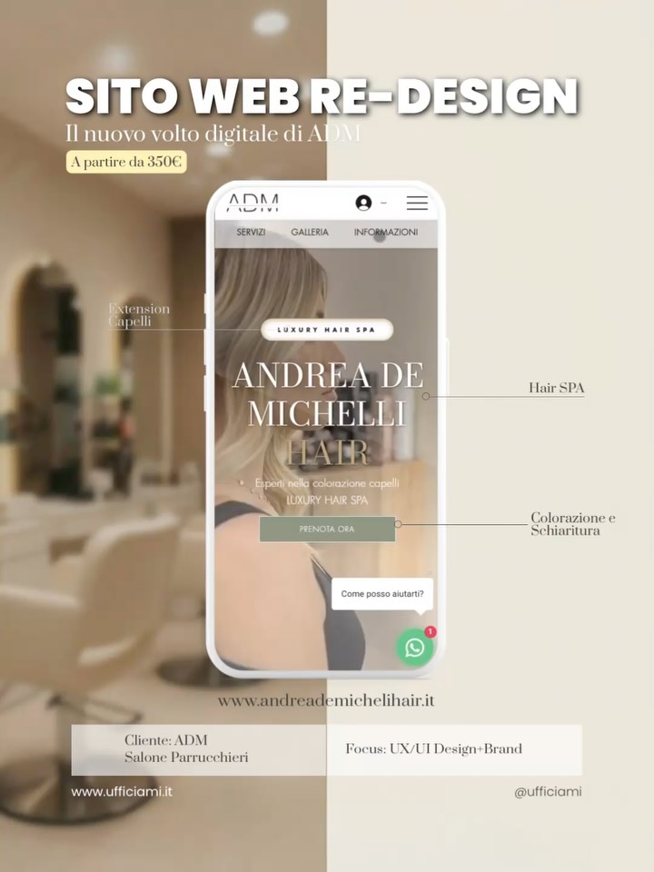 Abbiamo trasformato la presenza online di ADM per riflettere l'eccellenza dei loro servizi Hair SPA e Colorazione.
Questo progetto è firmato Ufficiami agenzia digitale a Milano. Il nostro approccio strategico al web design Milano unisce un'estetica curata a una UX/UI intuitiva che valorizza il brand. Dimostriamo come una agenzia web attenta ai dettagli faccia la differenza nella creazione di siti web aziendali Milano belli ed efficaci.
Cerchi qualità nel web design? Affidati a Ufficiami.
📍 Focus: UX/UI Design + Brand. Progetti a partire da 350€.
#treatwell #calendario #parrucchiere #sitointernet #estetista