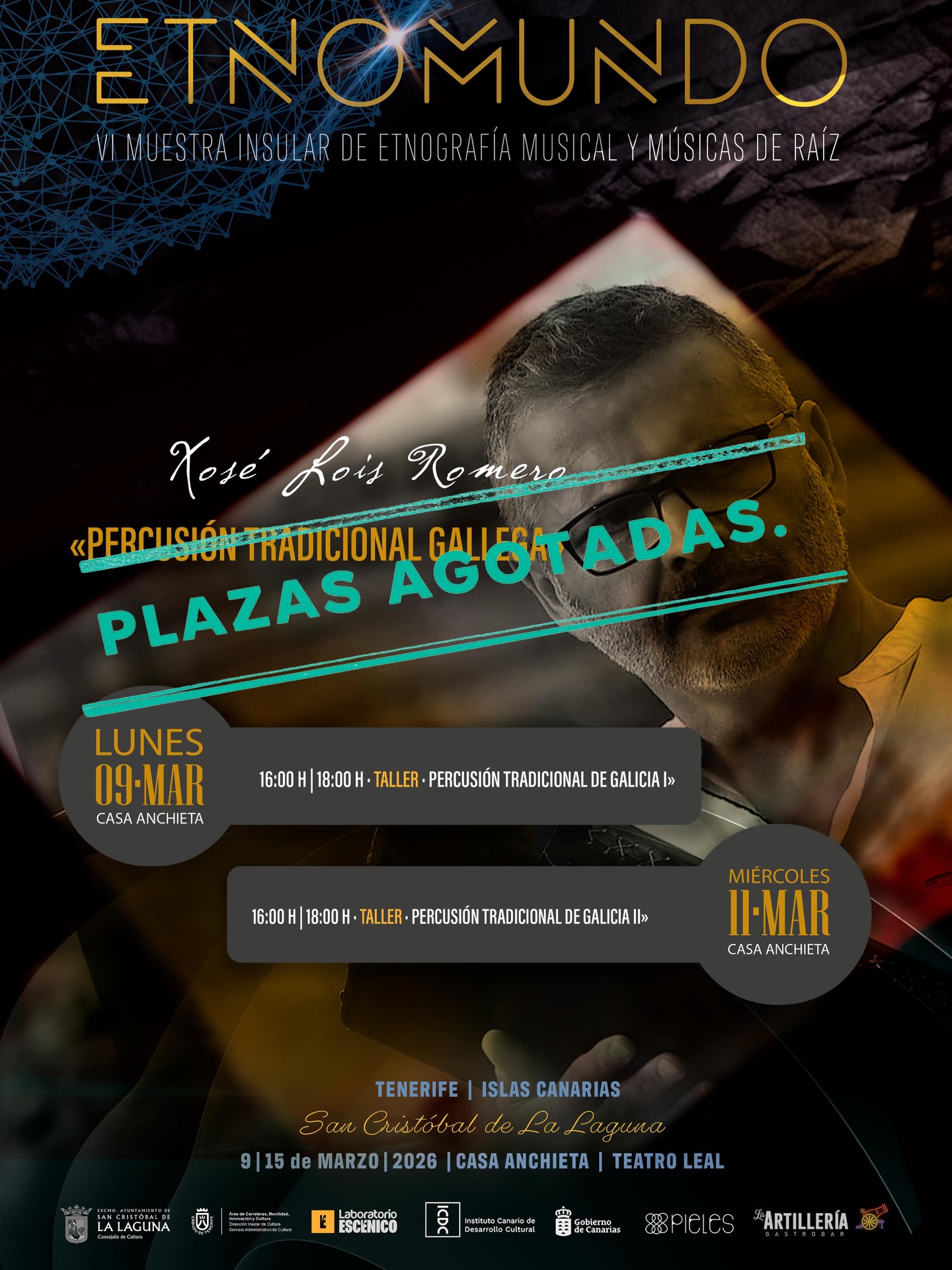 ¡PLAZAS AGOTADAS! 📢
El taller “Percusión tradicional gallega” con Xosé Lois Romero ha completado aforo 😍
Una aproximación a los ritmos, instrumentos y técnicas de la tradición gallega, explorando recursos básicos, referencias históricas y procesos de construcción que mantienen viva nuestra memoria sonora.
Gracias por la gran acogida 🙌
Con la colaboración:
@lalagunacultura
@adrian.del.castillo
@lalagunaayto
@cabildotenerife
@icdcultural
@gobcanarias
@laboratorio_escenico
@companiapieles
@percusioncanaria
@oaam
@bagauda
@laartilleriacerveceria
#etnomundo #etnografía #musicaderaiz #tradicion #percusioncanaria