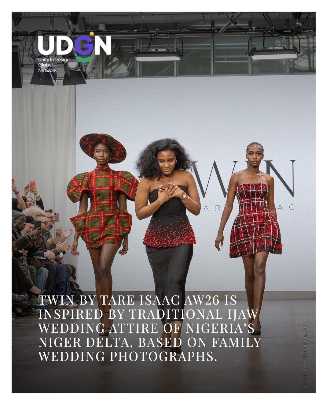 Designer : Twin by Tare Isaac
AW26, presented at London Fashion Week, draws inspiration from traditional Ijaw wedding attire of Nigeria’s Niger Delta. A collection rooted in lineage, legacy and contemporary reinterpretation.
Through structure, beadwork and silhouette, heritage is transformed into modern storytelling on the runway.
Presented with UDGN at London Fashion Week.
Credits:
Photography @studio_karinekong
Partnership with: @fashionscout @themodelsmode
Models :
@rudisimpson
@persisjonesss
@enplanafro
@hillaryy_a
@tomi_adetona
@tofe_d
@ambberin
Makeup
@aofmakeup @mandygakhal @dermalogicauk @anastasiarose_mua
Hair: @unite_hair_uk @unite_hairtv @naradkutowaroo @sallybeautyuk
#UDGN #TwinByTareIsaac #LondonFashionWeek #LFW AfricanFashion ContemporaryWomenswear RunwayShow HeritageInFashion AW26 FashionWe