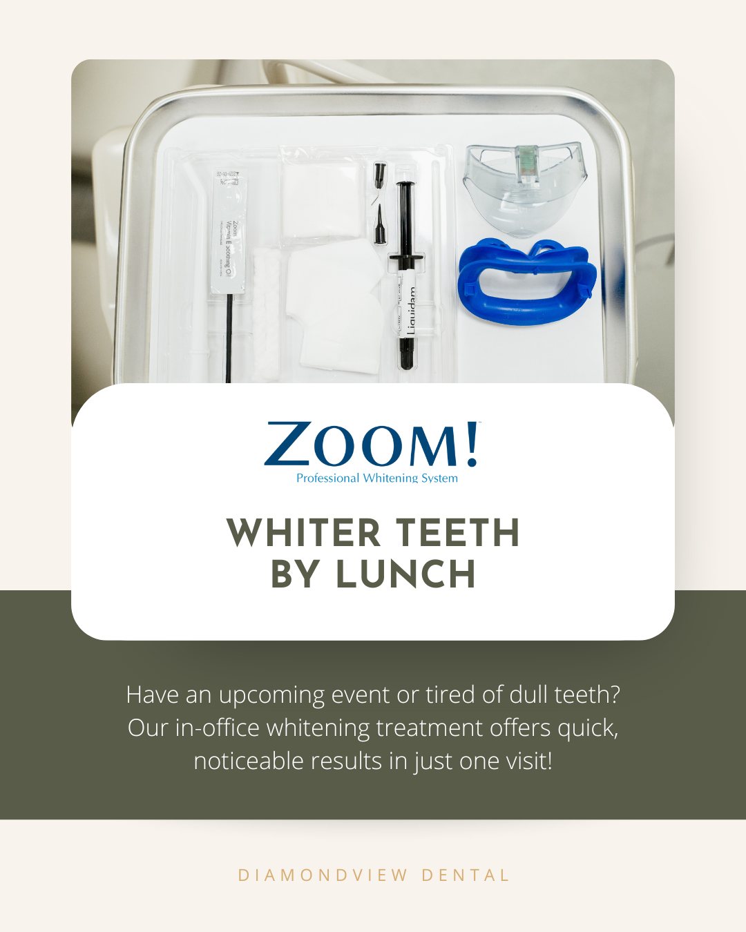 Whiter teeth by lunch? Yes please 👏🏼
Get fast, visible results with our in-office Zoom whitening (no messy strips or weeks of waiting needed). Just one session can leave your smile several shades brighter, with a treatment designed for comfort and efficiency.
✨ Perfect before a big event or just because!
Ready for a brighter smile?
Call (780) 454-7355 or request an appointment online today.
#yegdentist #edmontondentist #dentalcareyeg #yegdental #teethcleaning #teethwhitening